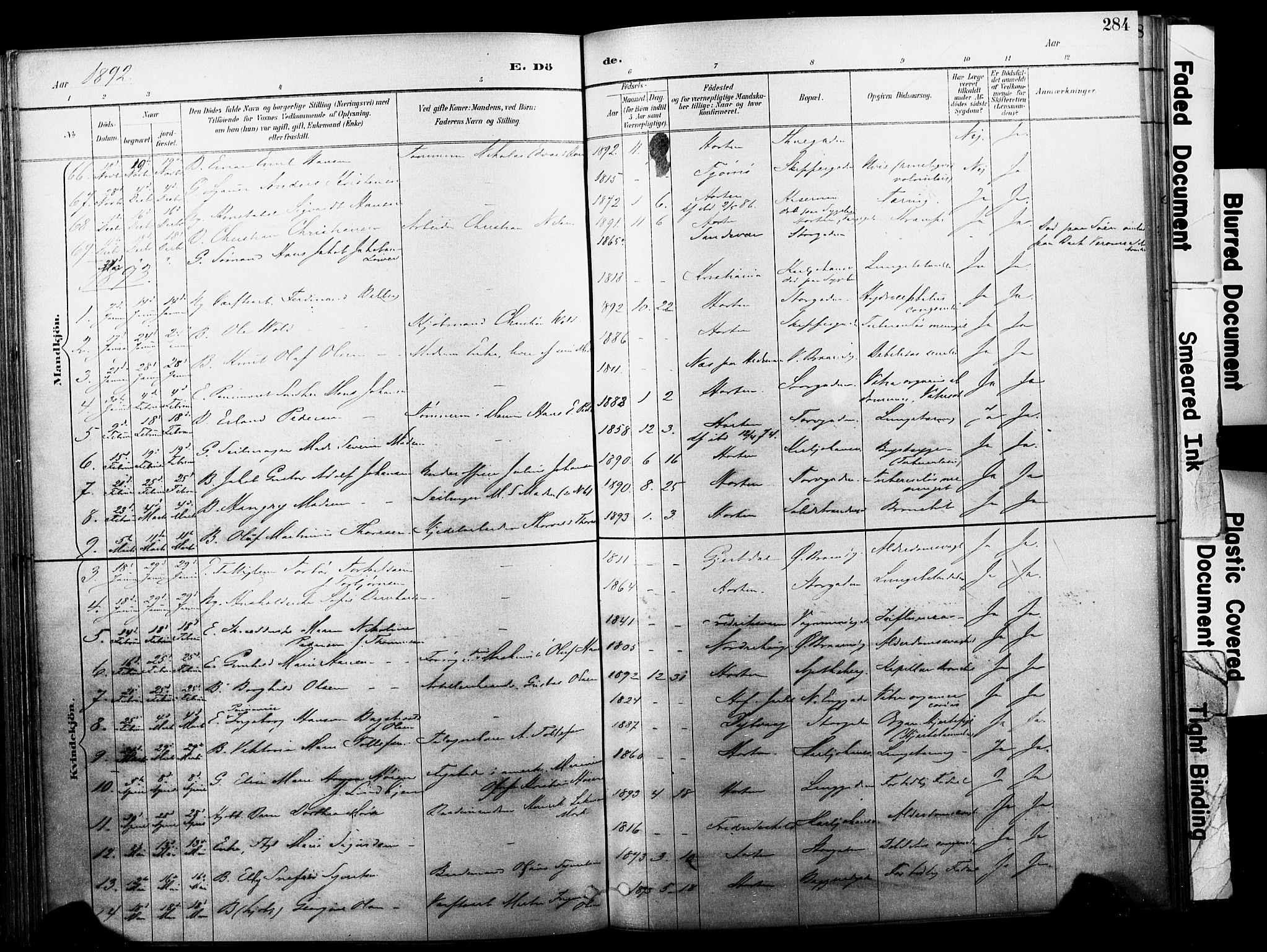 Horten kirkebøker, AV/SAKO-A-348/F/Fa/L0004: Ministerialbok nr. 4, 1888-1895, s. 284