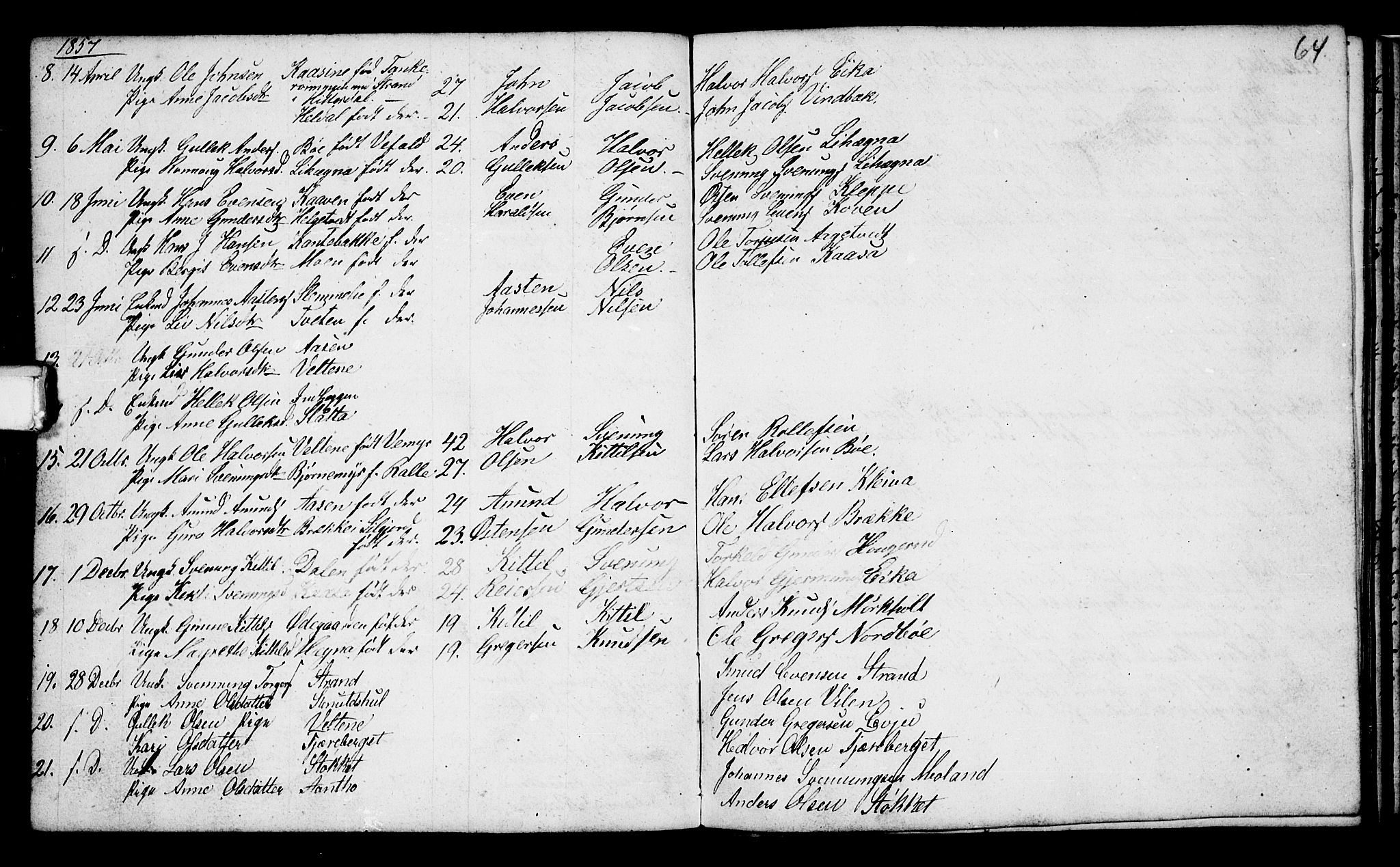 Bø kirkebøker, AV/SAKO-A-257/G/Ga/L0002: Klokkerbok nr. 2, 1853-1866, s. 64