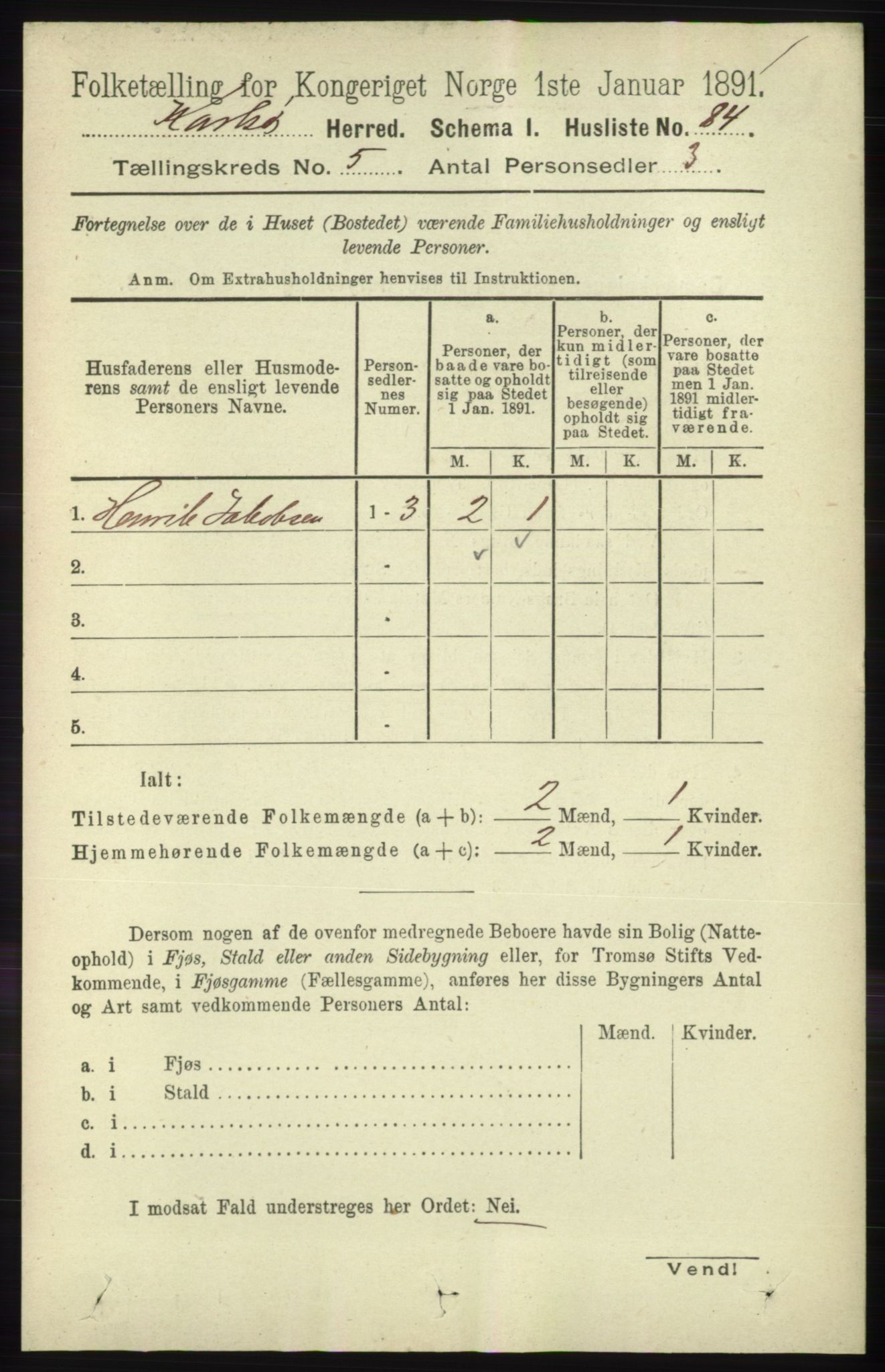 RA, Folketelling 1891 for 1936 Karlsøy herred, 1891, s. 1312