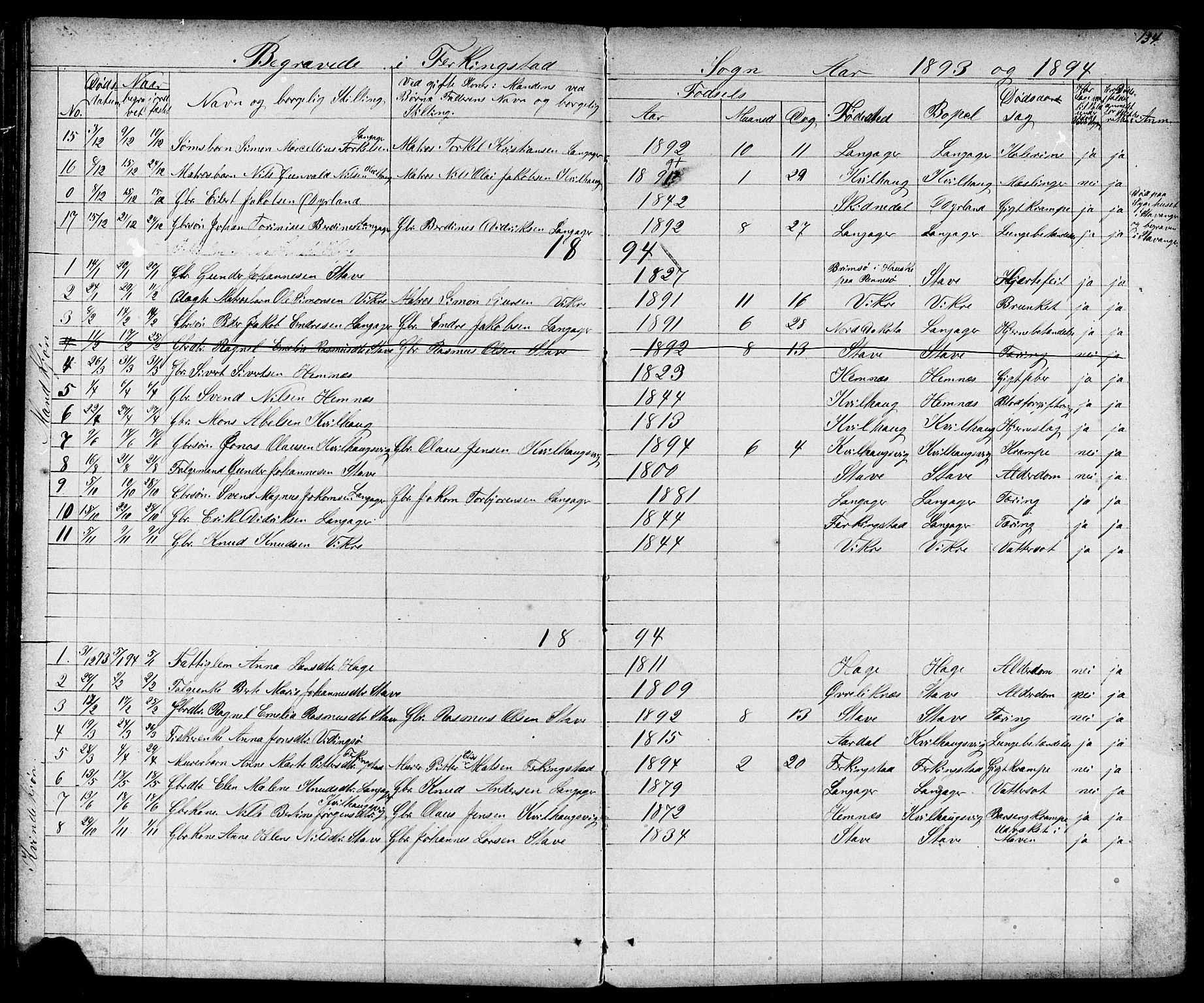 Skudenes sokneprestkontor, AV/SAST-A -101849/H/Ha/Hab/L0006: Klokkerbok nr. B 6, 1874-1908, s. 134