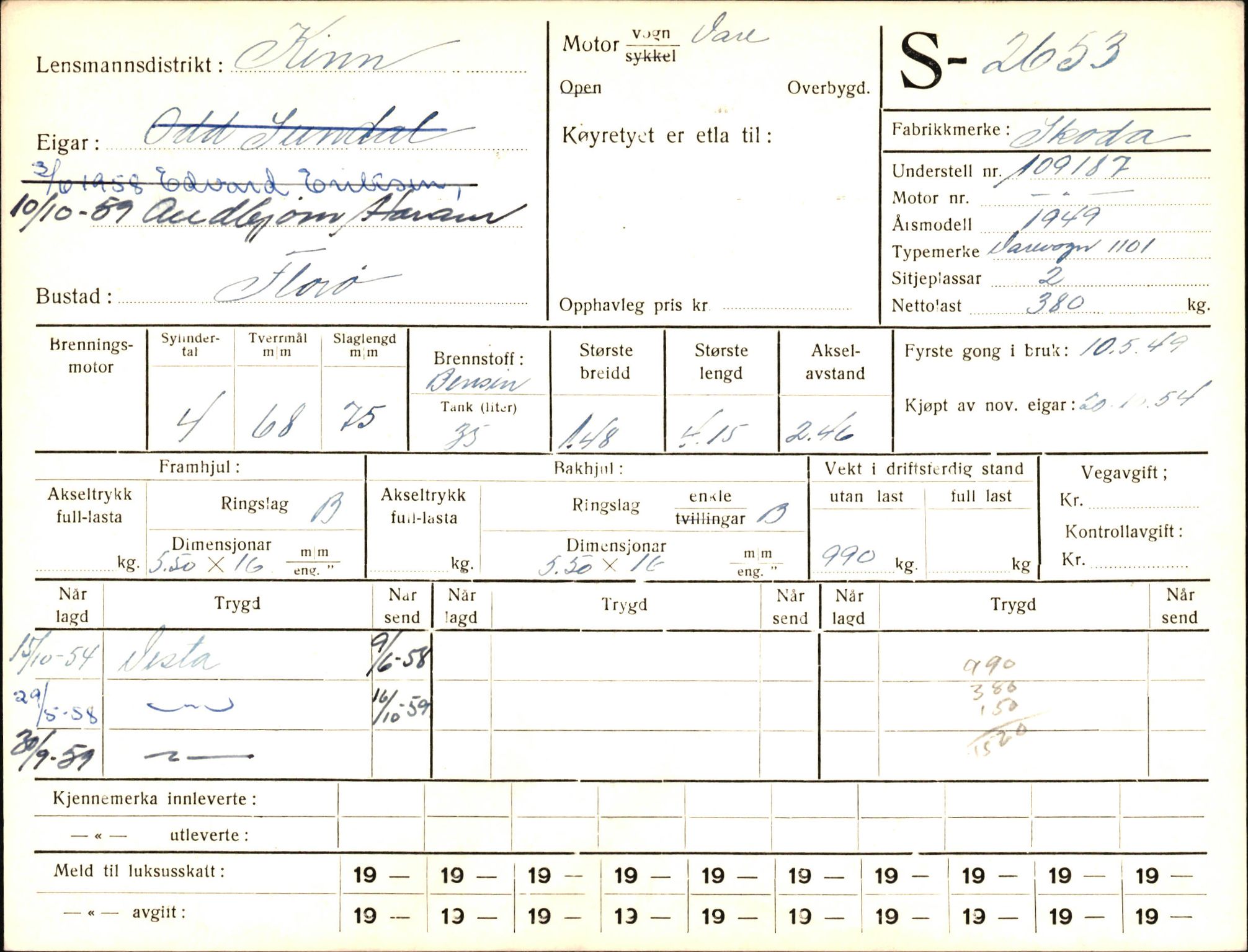 Statens vegvesen, Sogn og Fjordane vegkontor, AV/SAB-A-5301/4/F/L0004: Registerkort utmeldte Fjordane S2500-2700, S7200-7899, 1930-1961, s. 191