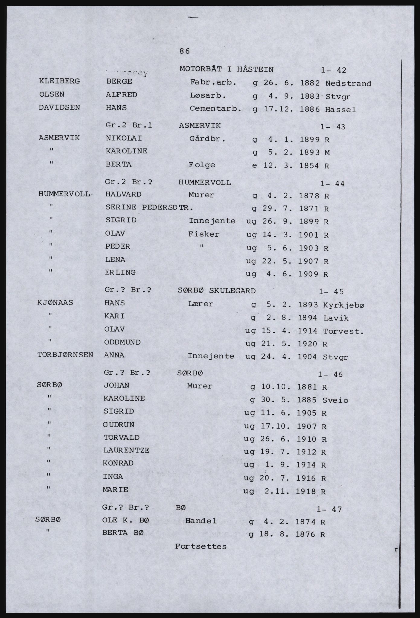 SAST, Avskrift av folketellingen 1920 for Ryfylkeøyene, 1920, s. 102