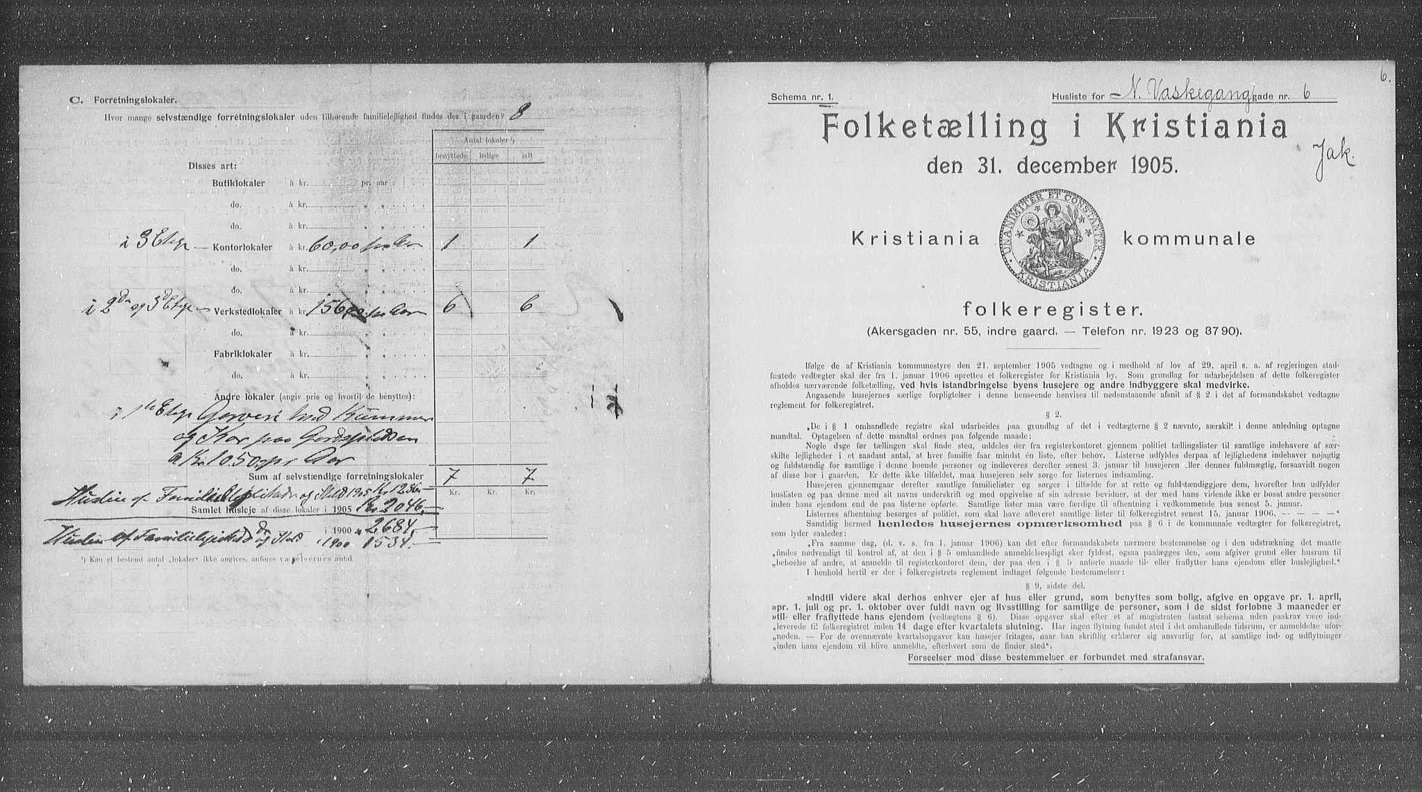 OBA, Kommunal folketelling 31.12.1905 for Kristiania kjøpstad, 1905, s. 36541