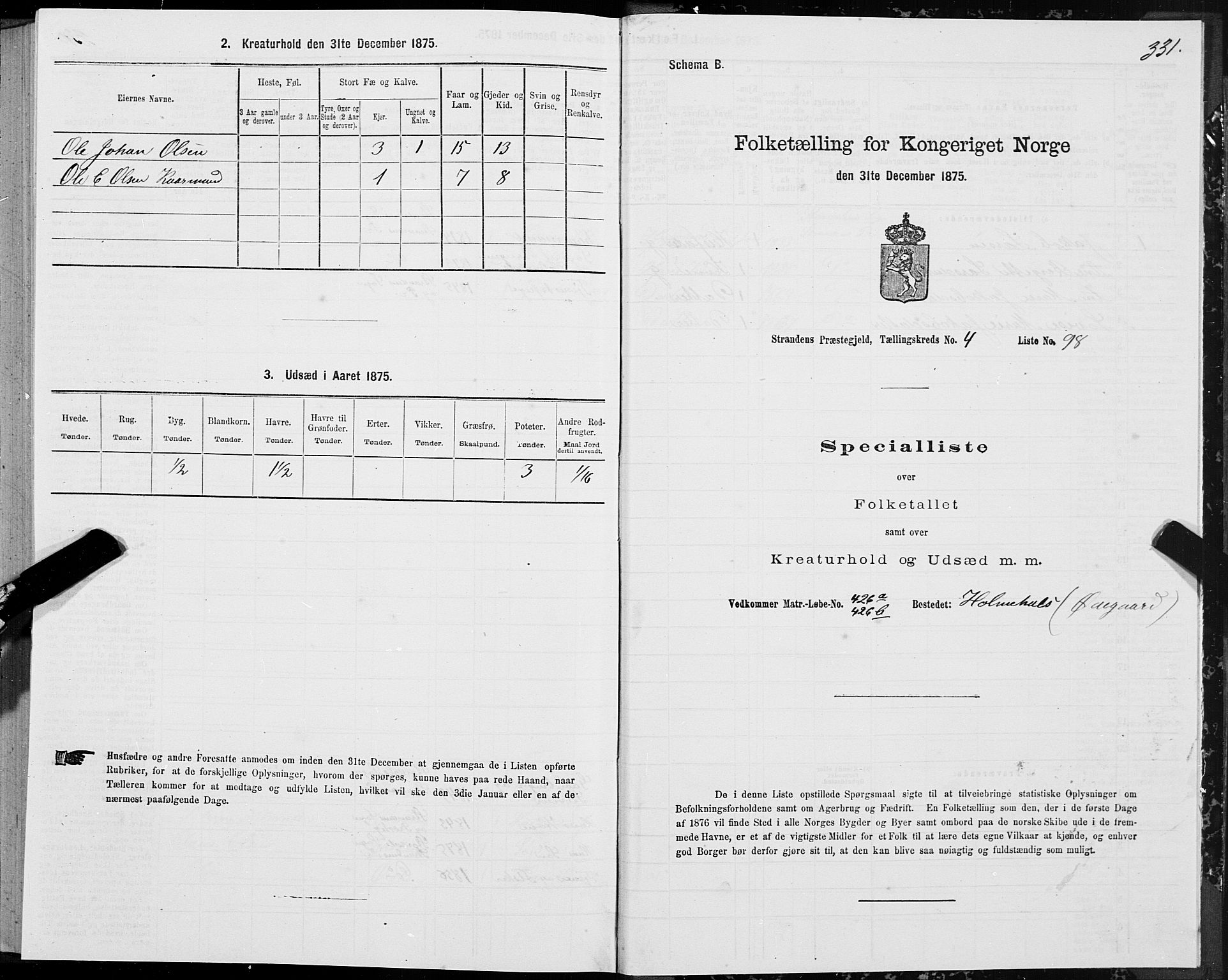 SAT, Folketelling 1875 for 1525P Stranda prestegjeld, 1875, s. 2331