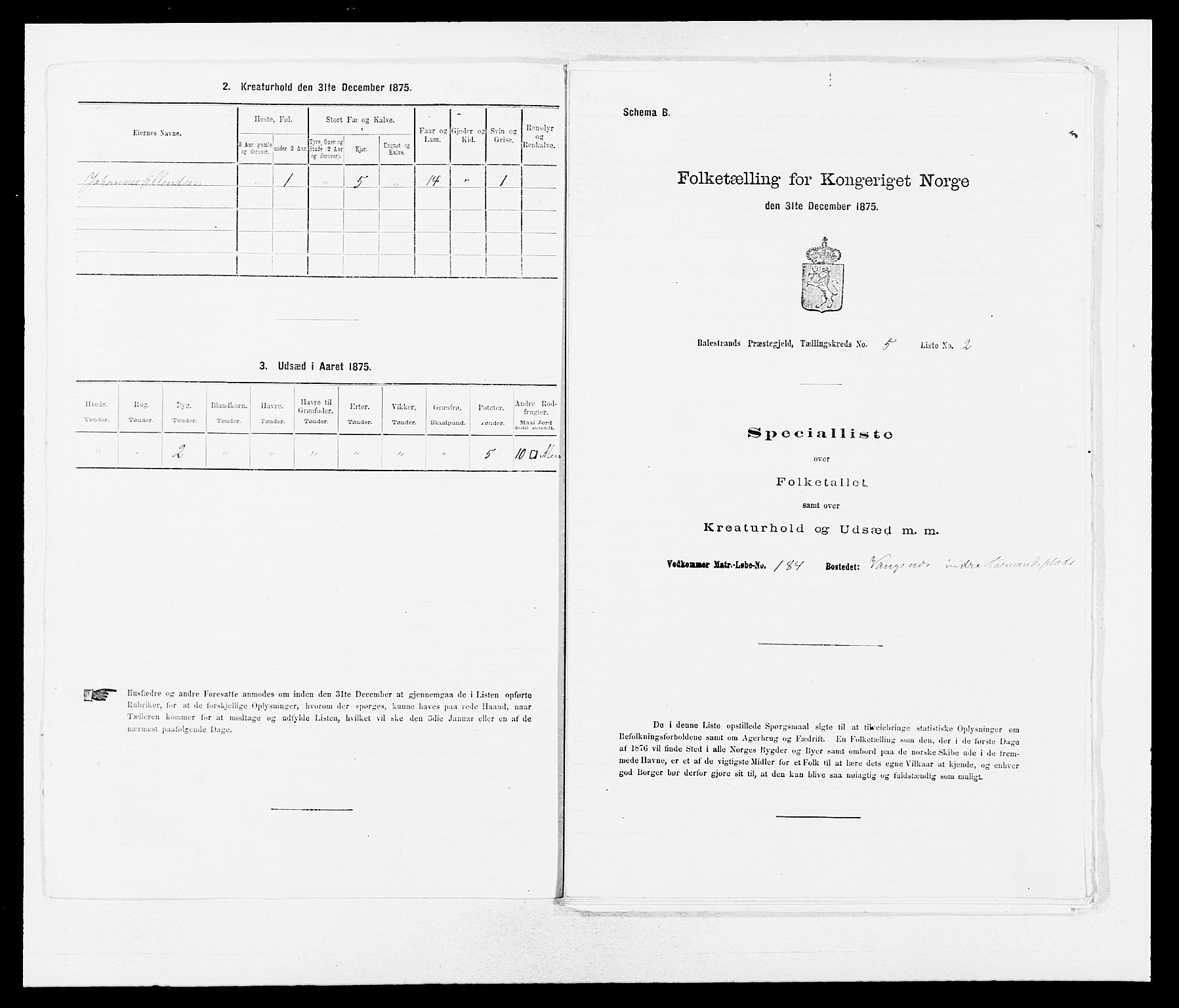 SAB, Folketelling 1875 for 1418P Balestrand prestegjeld, 1875, s. 604