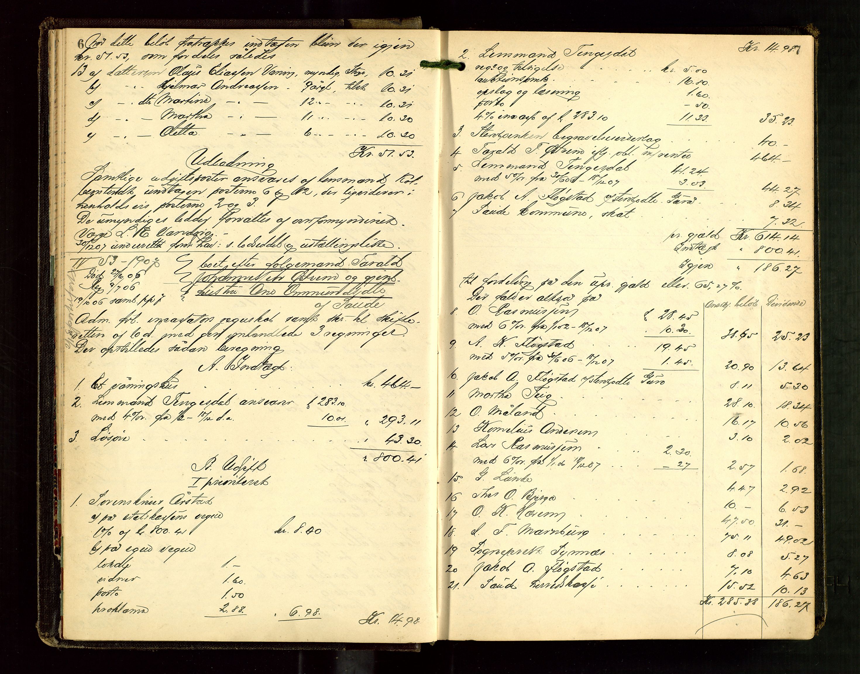 Ryfylke tingrett, AV/SAST-A-100055/001/IV/IVG/L0003: Skifteutlodningsprotokoll Med register, 1907-1912, s. 6-7