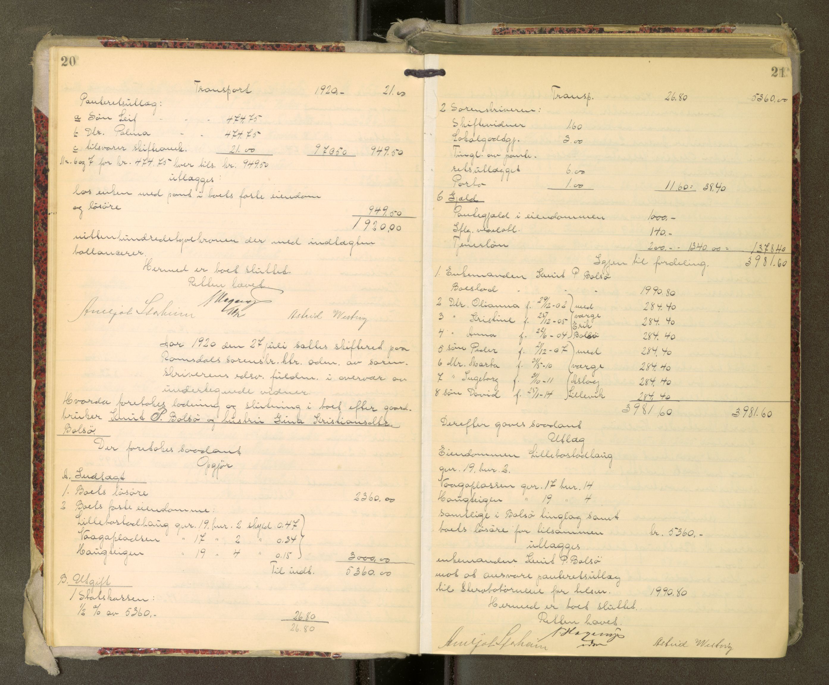 Romsdal sorenskriveri, AV/SAT-A-4149/1/3/3A/L0022: Skifteutlodnings Protokoll, 1920-1924, s. 20-21