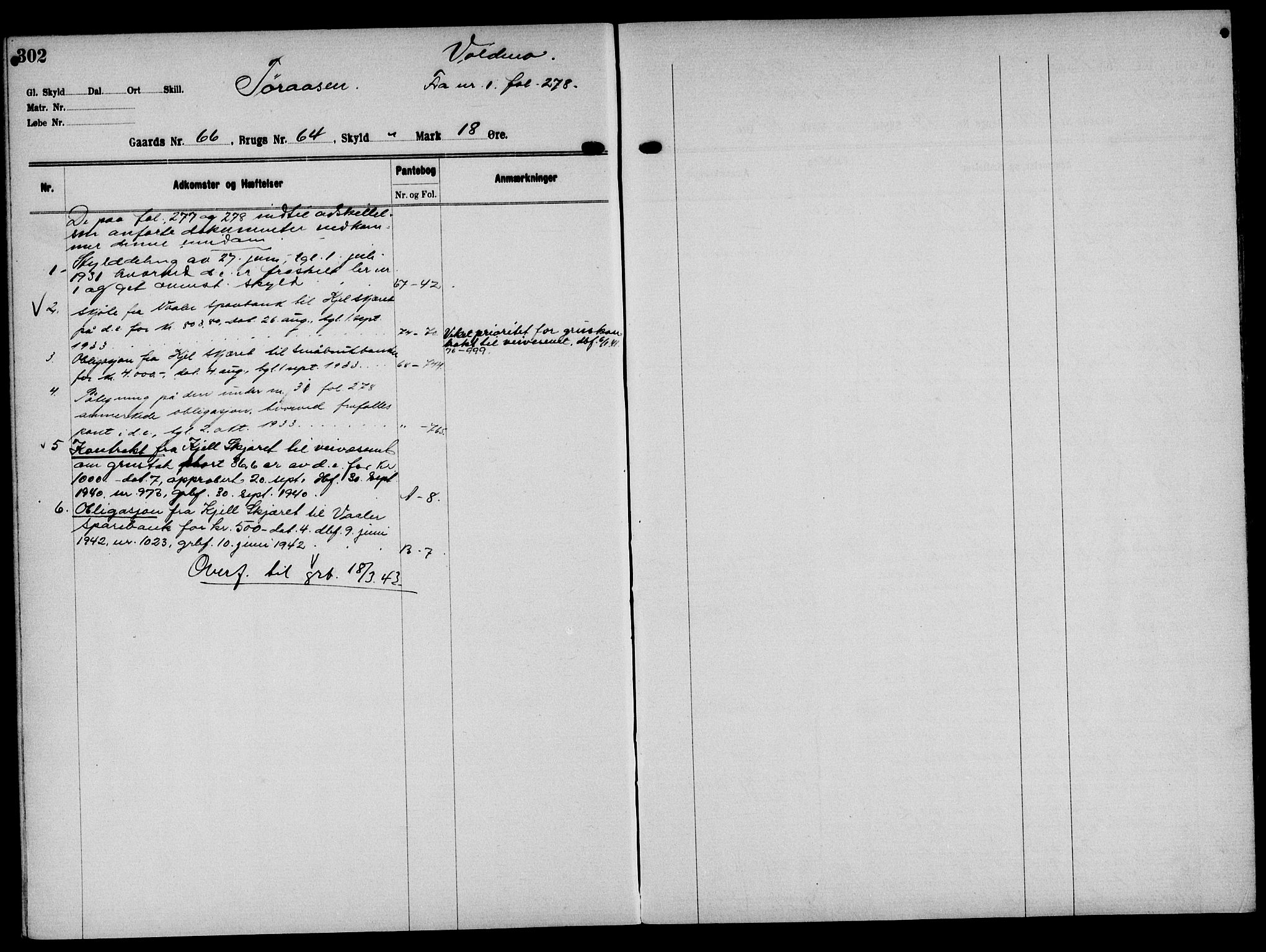 Solør tingrett, AV/SAH-TING-008/H/Ha/Hak/L0005: Panteregister nr. V, 1900-1935, s. 302