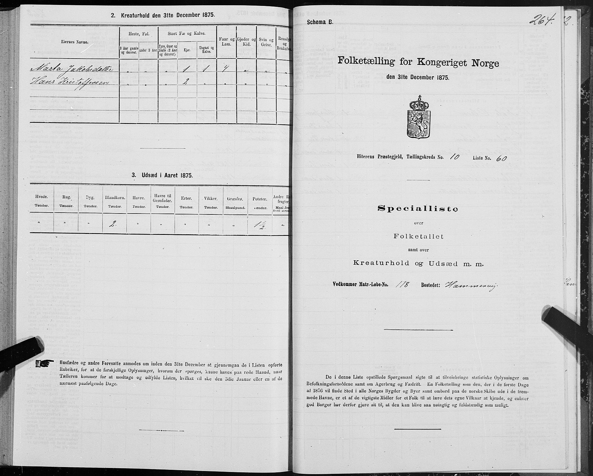 SAT, Folketelling 1875 for 1617P Hitra prestegjeld, 1875, s. 5264