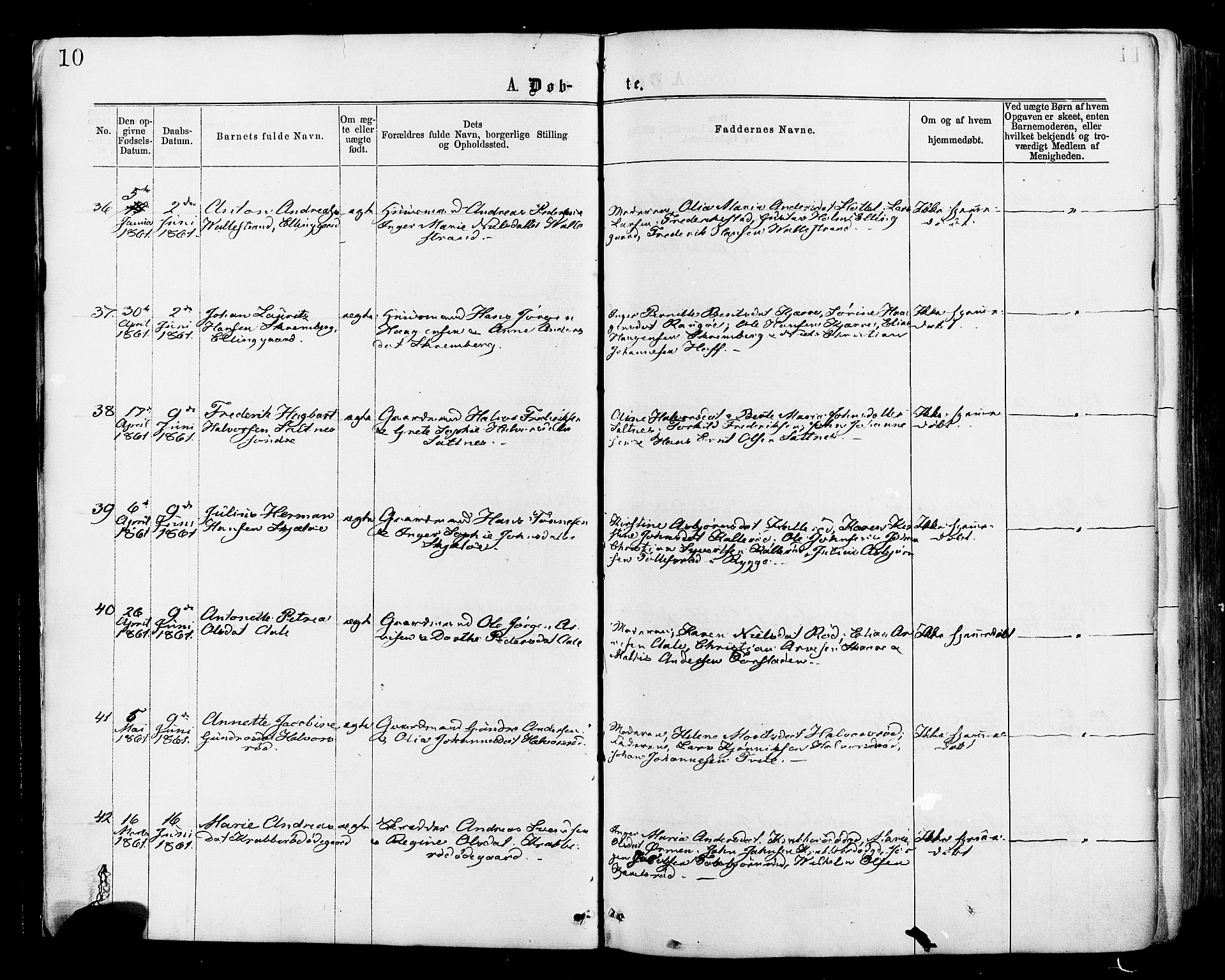 Onsøy prestekontor Kirkebøker, AV/SAO-A-10914/F/Fa/L0004: Ministerialbok nr. I 4, 1861-1877, s. 10
