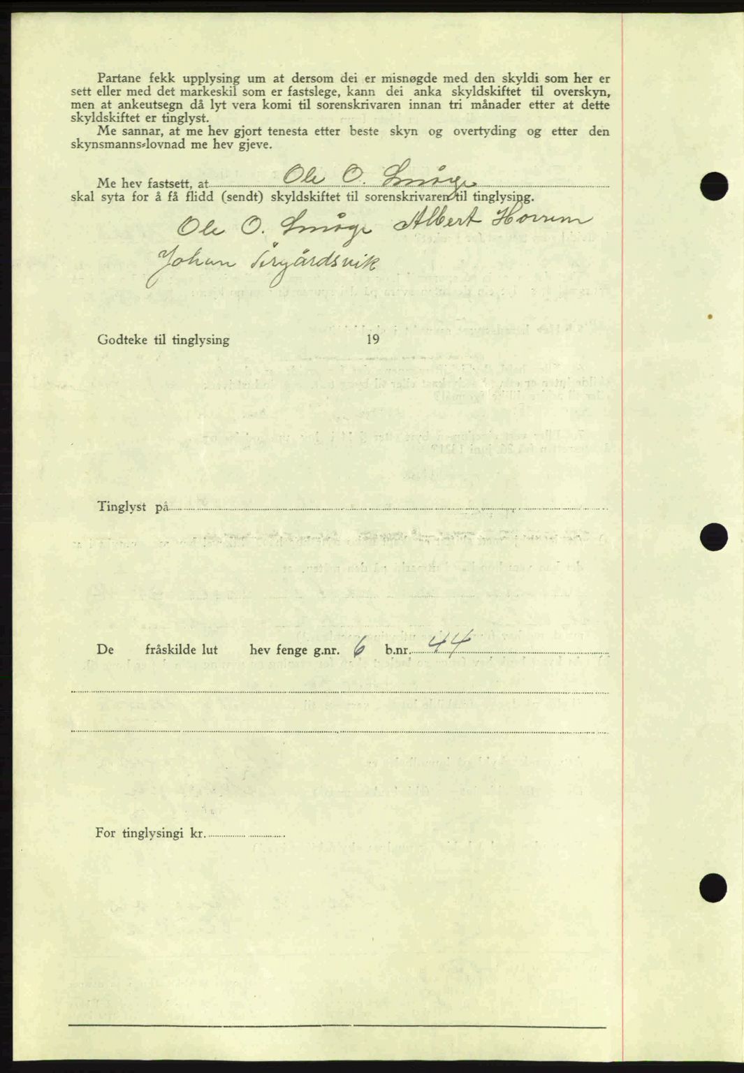 Romsdal sorenskriveri, AV/SAT-A-4149/1/2/2C: Pantebok nr. A18, 1945-1945, Dagboknr: 1460/1945