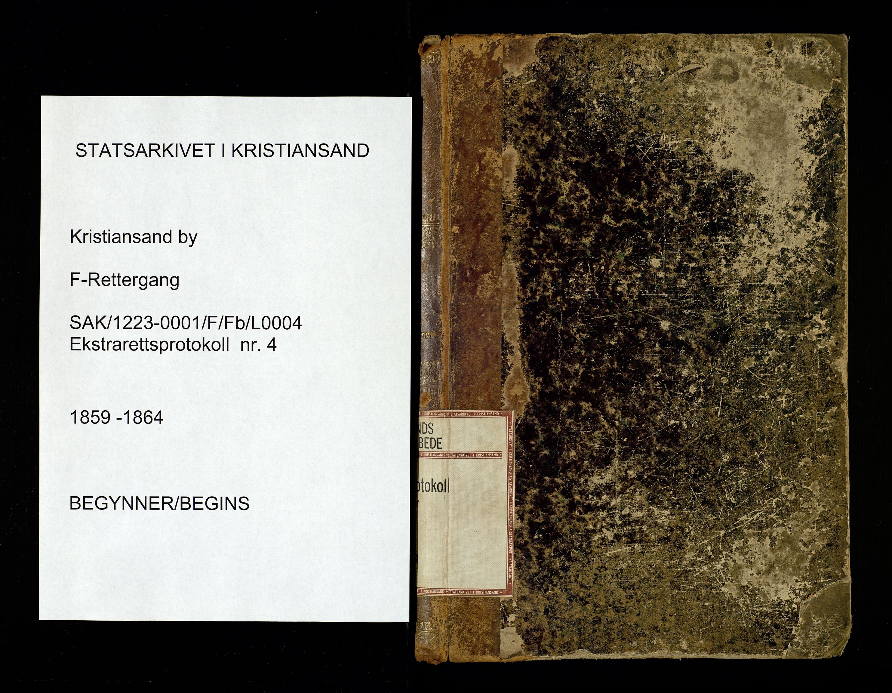 Kristiansand byrett, SAK/1223-0001/F/Fb/L0004: Ekstrarettsprotokoll nr. 4 med register, 1859-1864