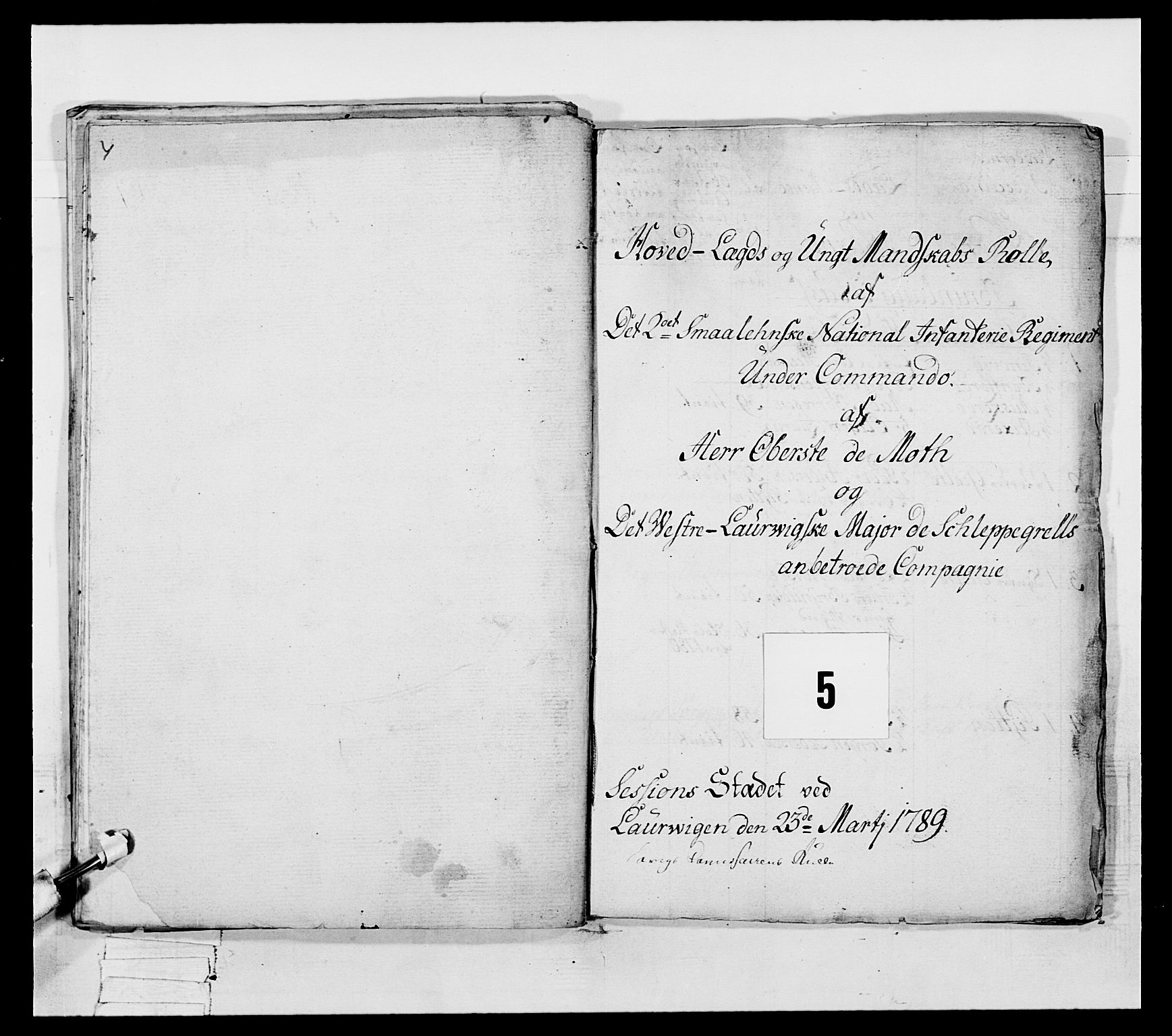 Generalitets- og kommissariatskollegiet, Det kongelige norske kommissariatskollegium, AV/RA-EA-5420/E/Eh/L0056: 2. Smålenske nasjonale infanteriregiment, 1789, s. 96