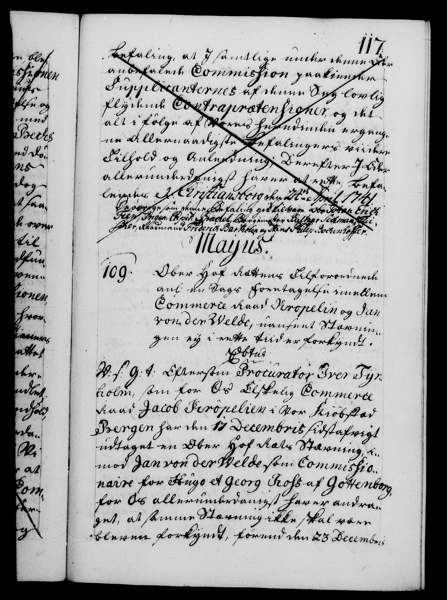 Danske Kanselli 1572-1799, AV/RA-EA-3023/F/Fc/Fca/Fcab/L0029: Norske tegnelser, 1741-1743, s. 117a