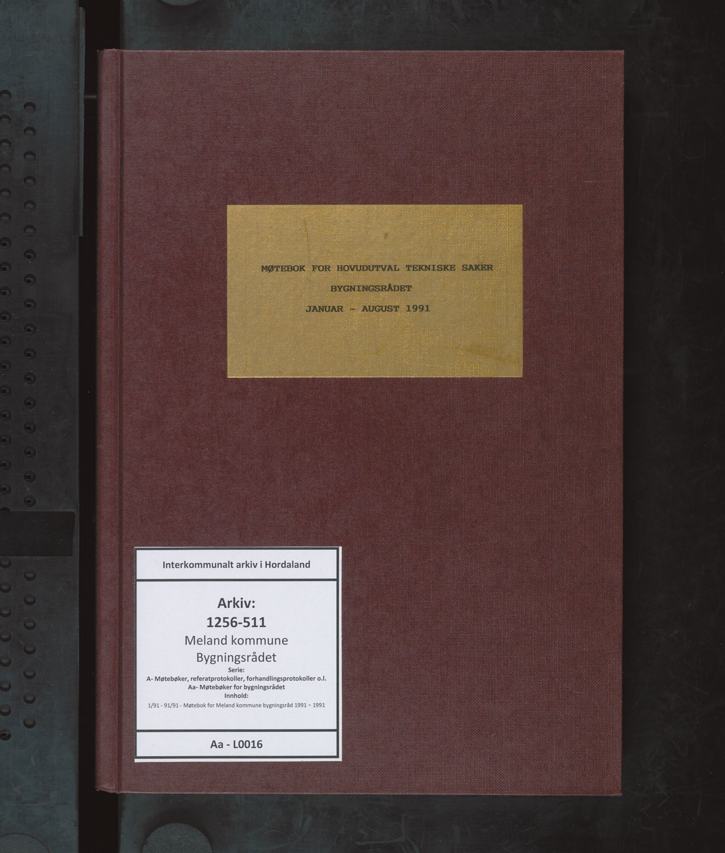 Meland kommune. Bygningsrådet , IKAH/1256-511/A/Aa/L0016: Møtebok for Meland bygningsråd, 1991