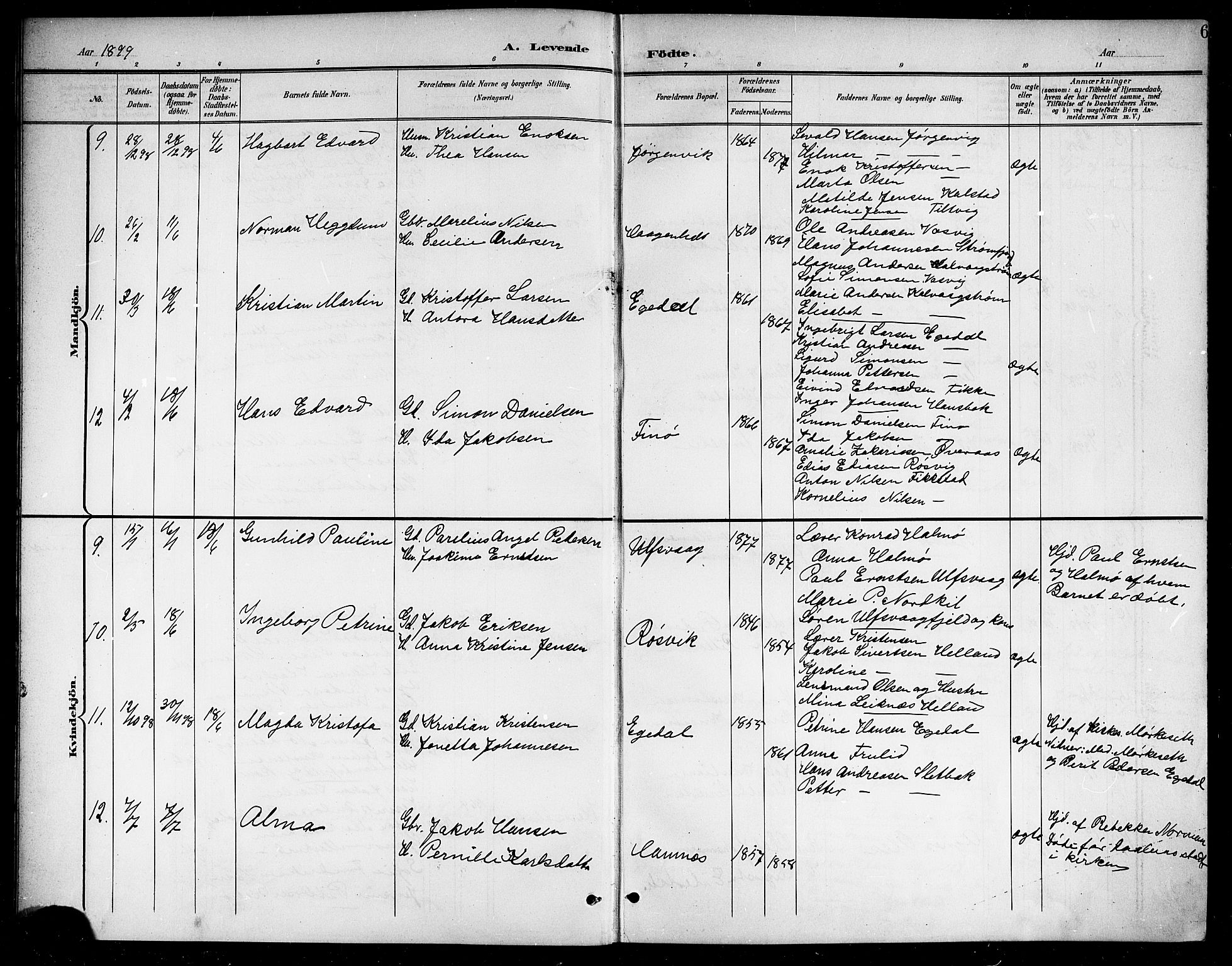 Ministerialprotokoller, klokkerbøker og fødselsregistre - Nordland, AV/SAT-A-1459/859/L0860: Klokkerbok nr. 859C06, 1899-1909, s. 6