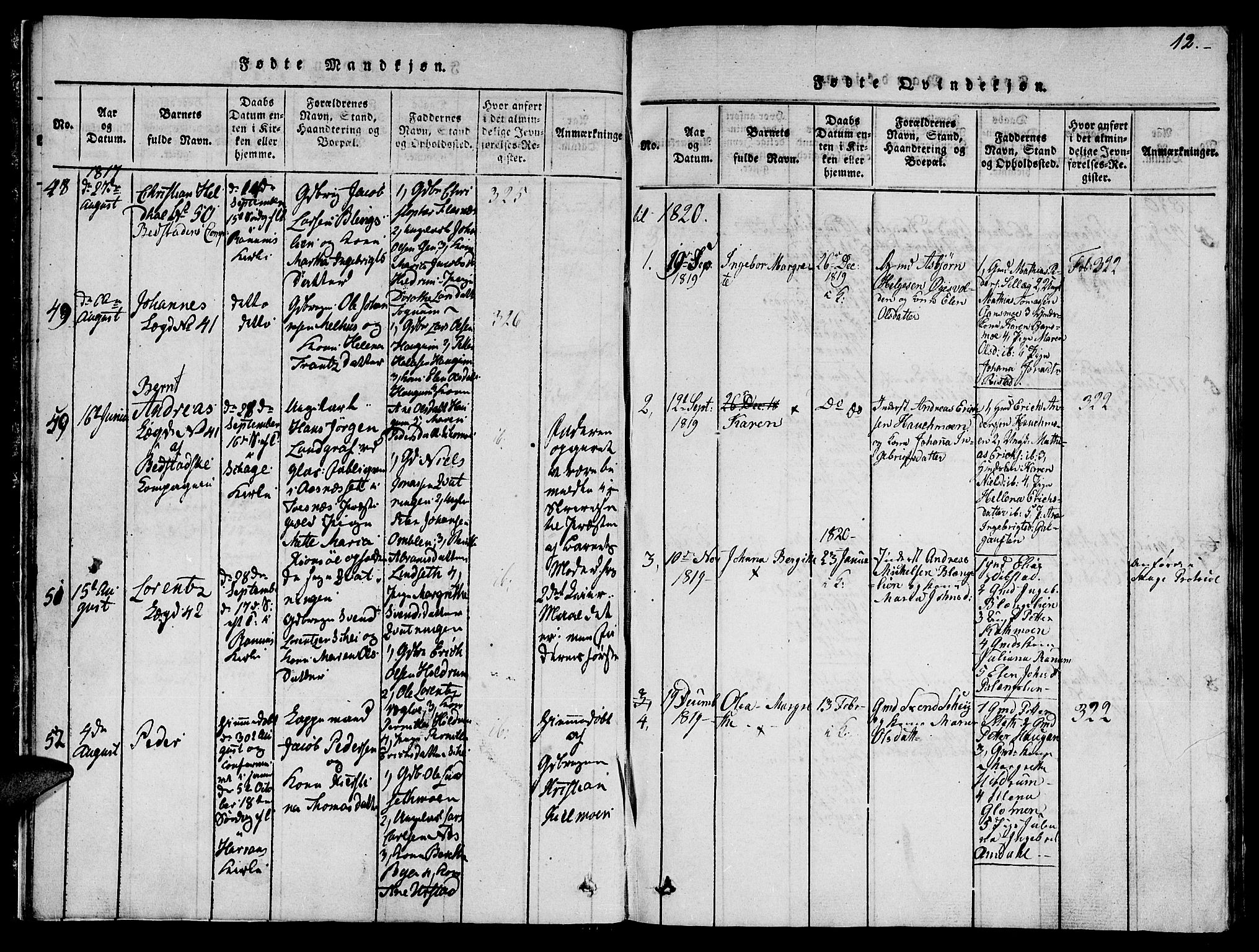 Ministerialprotokoller, klokkerbøker og fødselsregistre - Nord-Trøndelag, AV/SAT-A-1458/764/L0559: Klokkerbok nr. 764C01, 1816-1824, s. 12