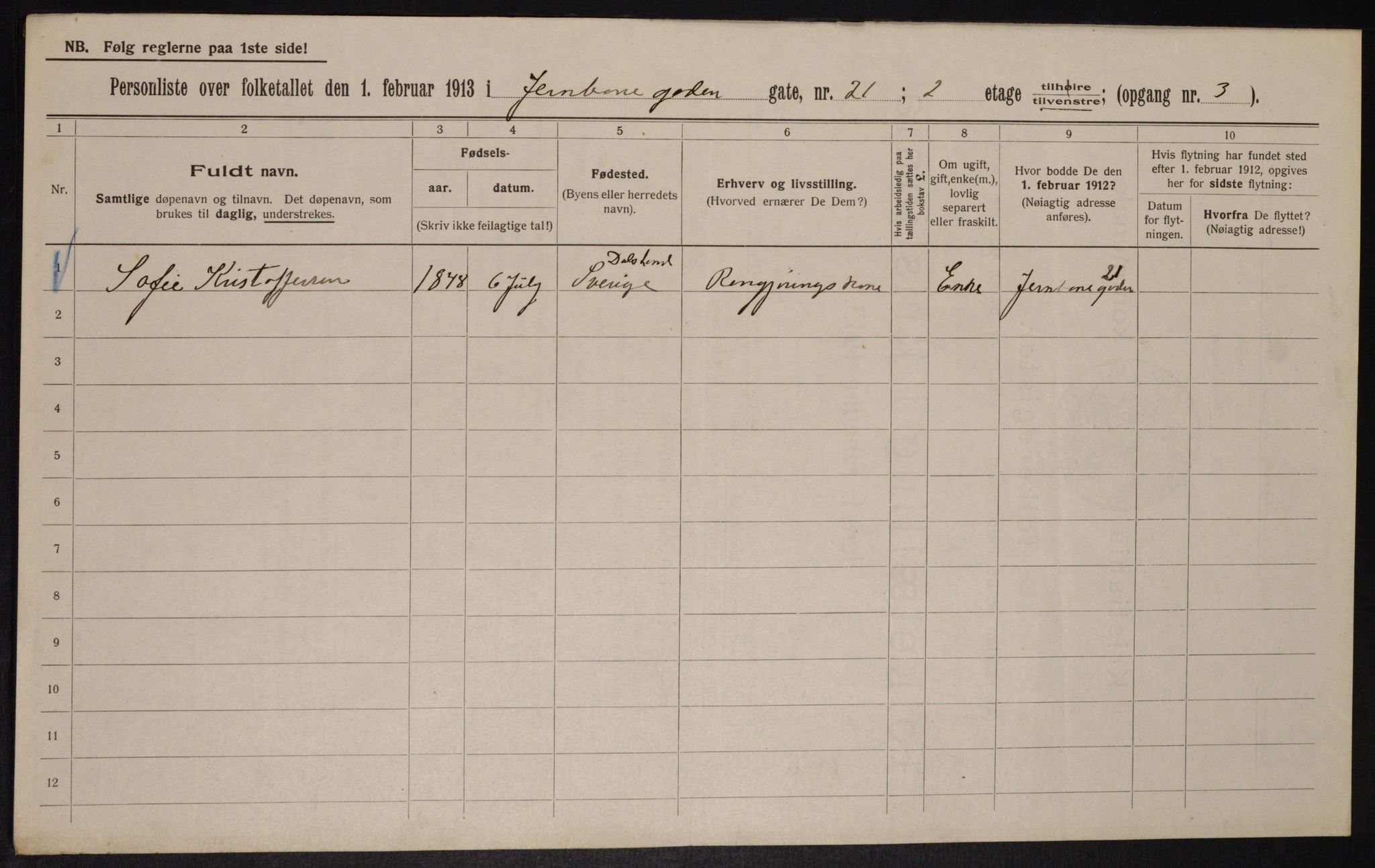 OBA, Kommunal folketelling 1.2.1913 for Kristiania, 1913, s. 46678