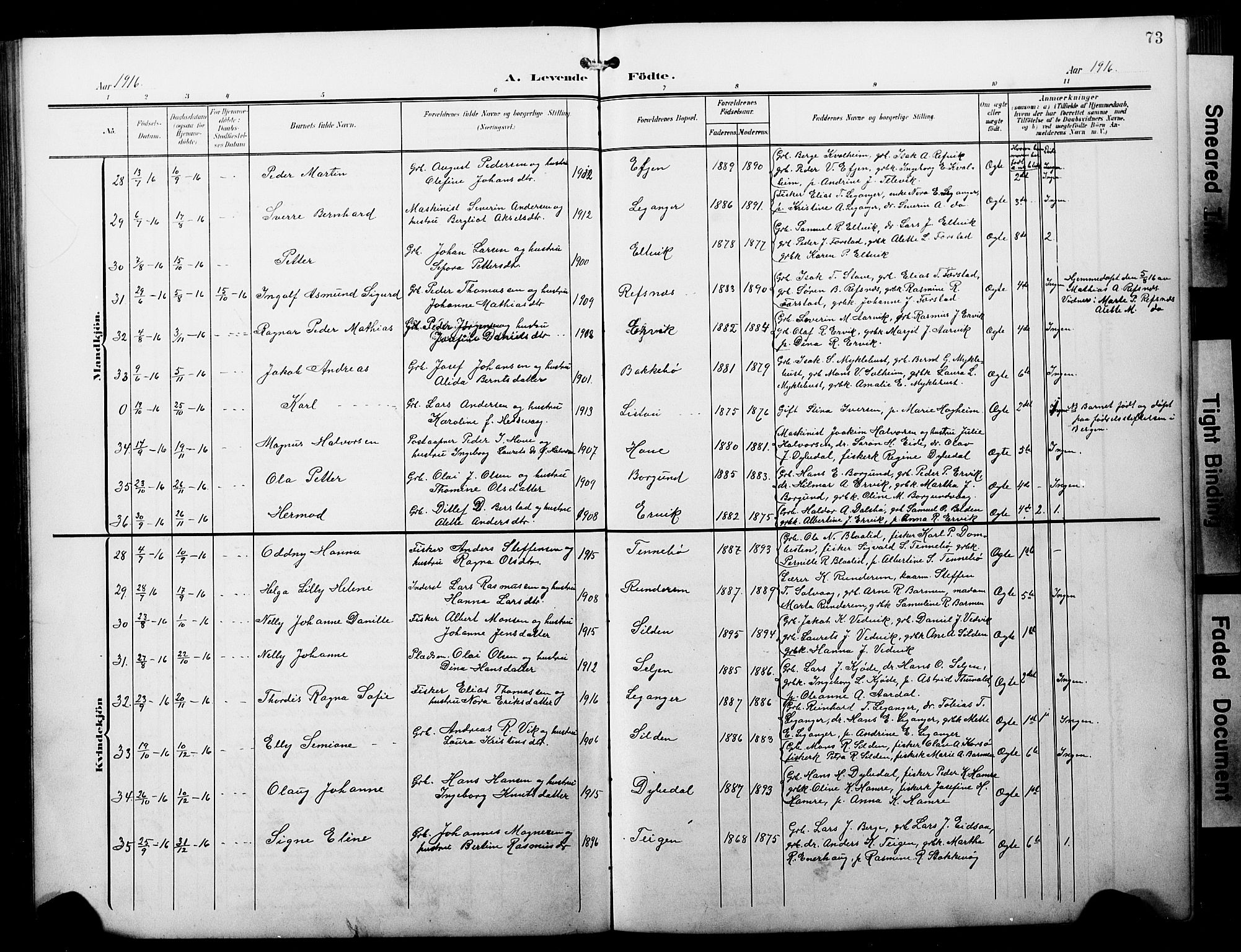 Selje sokneprestembete, AV/SAB-A-99938/H/Ha/Hab/Habb: Klokkerbok nr. B 1, 1905-1923, s. 73
