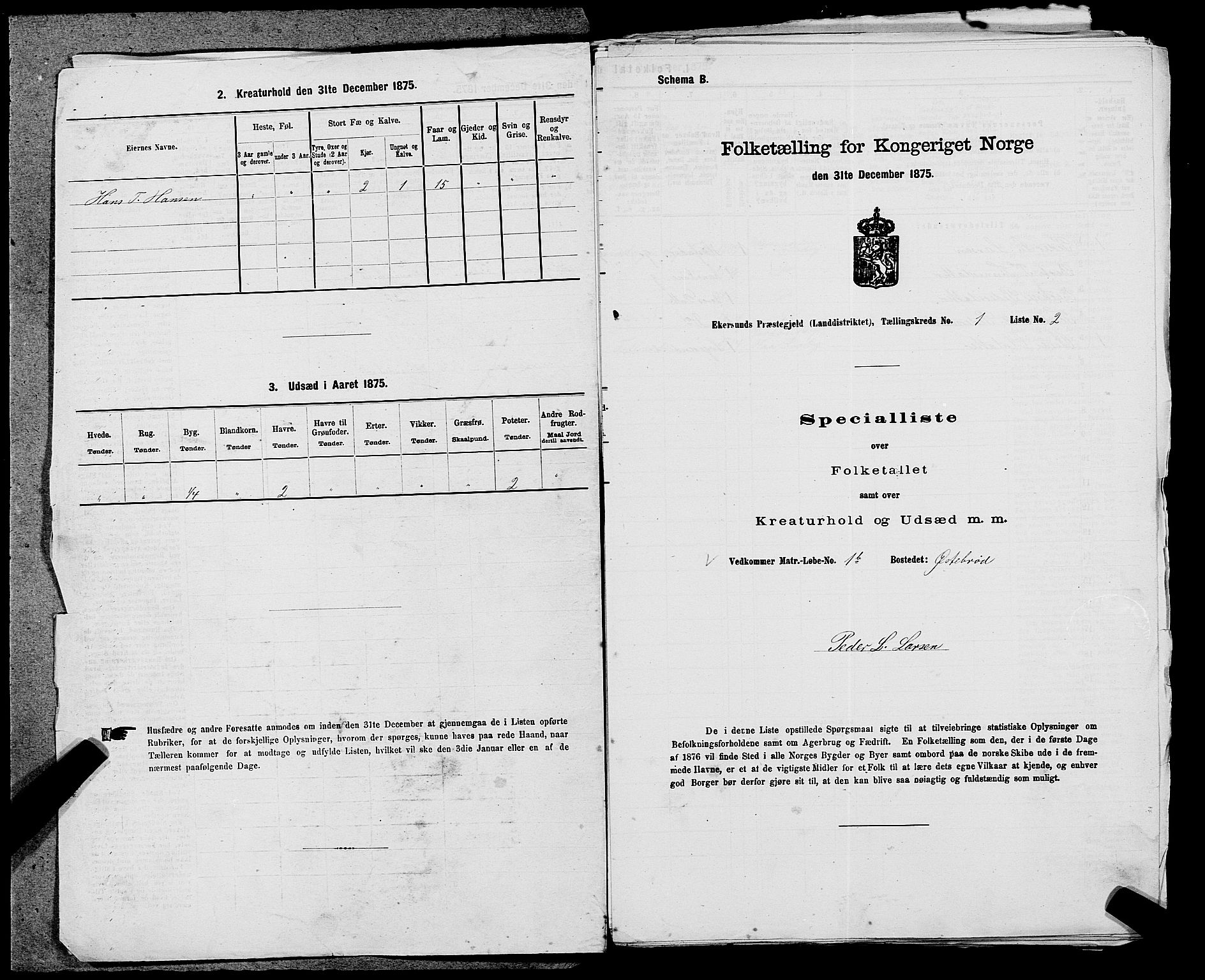 SAST, Folketelling 1875 for 1116L Eigersund prestegjeld, Eigersund landsokn og Ogna sokn, 1875, s. 72