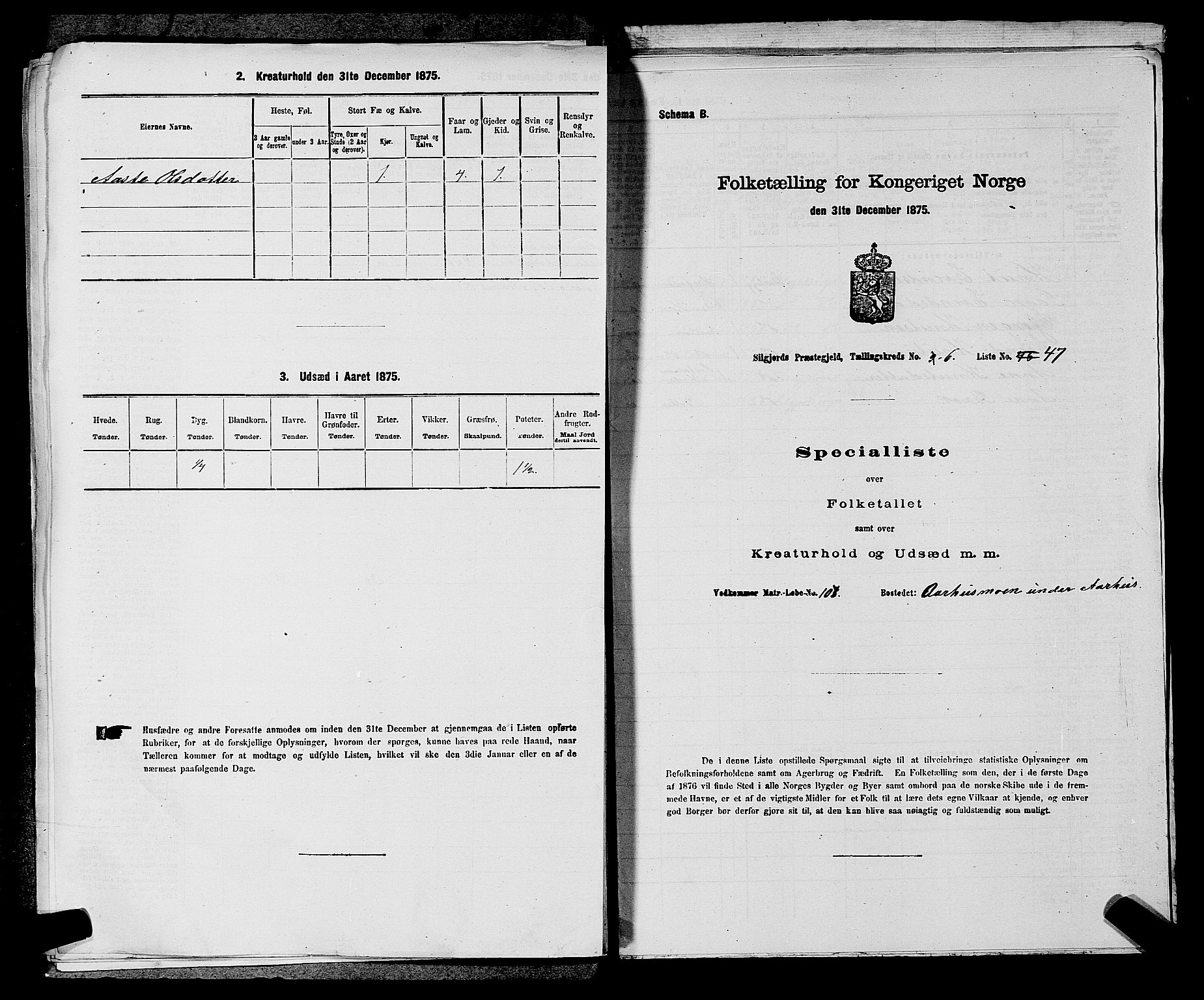 SAKO, Folketelling 1875 for 0828P Seljord prestegjeld, 1875, s. 806