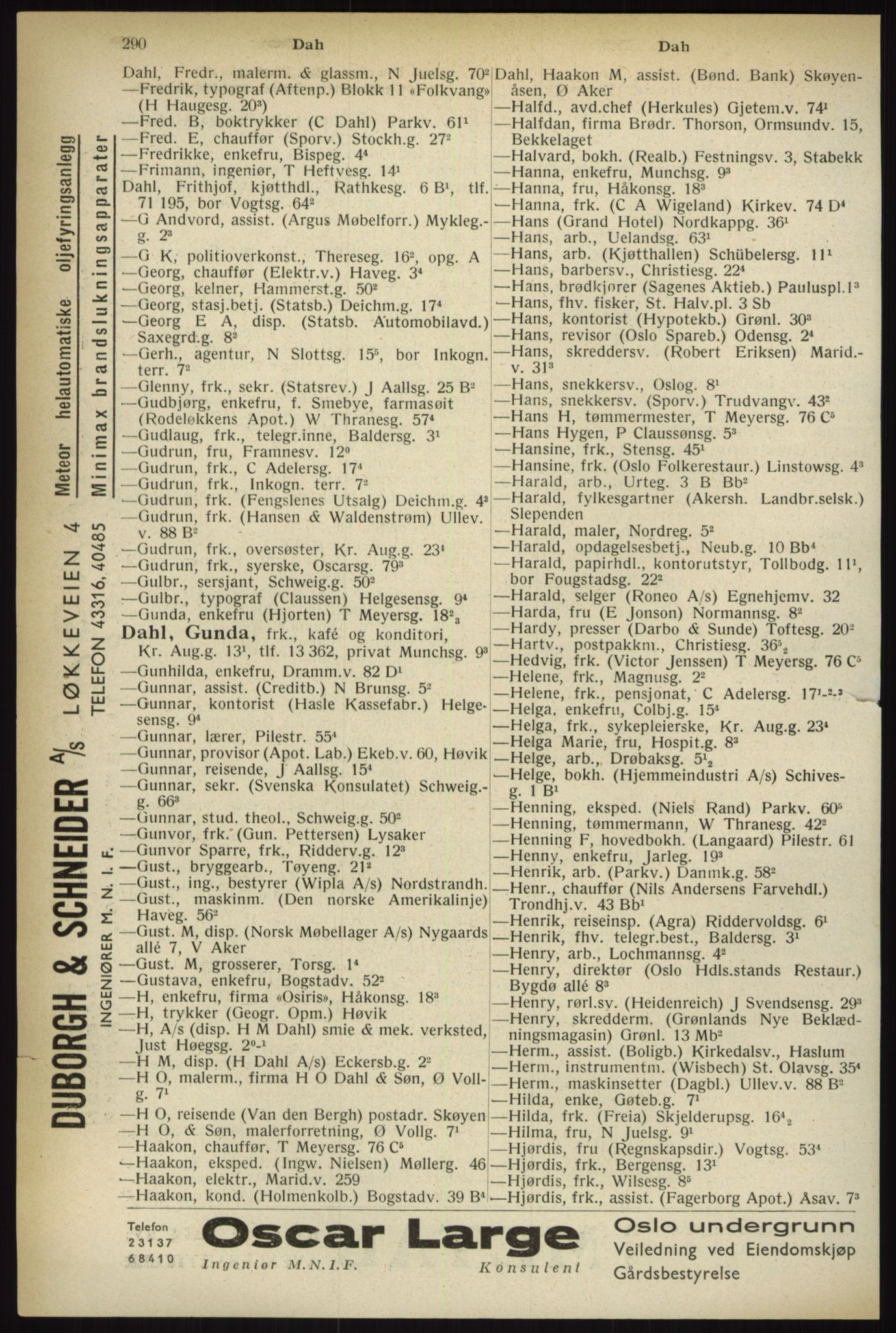 Kristiania/Oslo adressebok, PUBL/-, 1933, s. 290