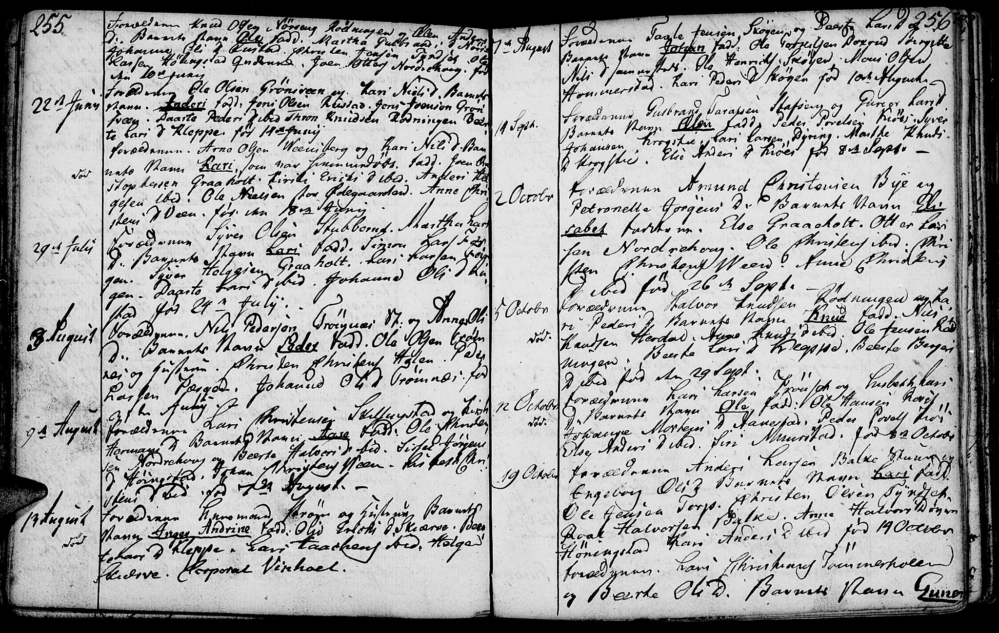 Løten prestekontor, AV/SAH-PREST-022/K/Ka/L0003: Ministerialbok nr. 3, 1773-1800, s. 255-256