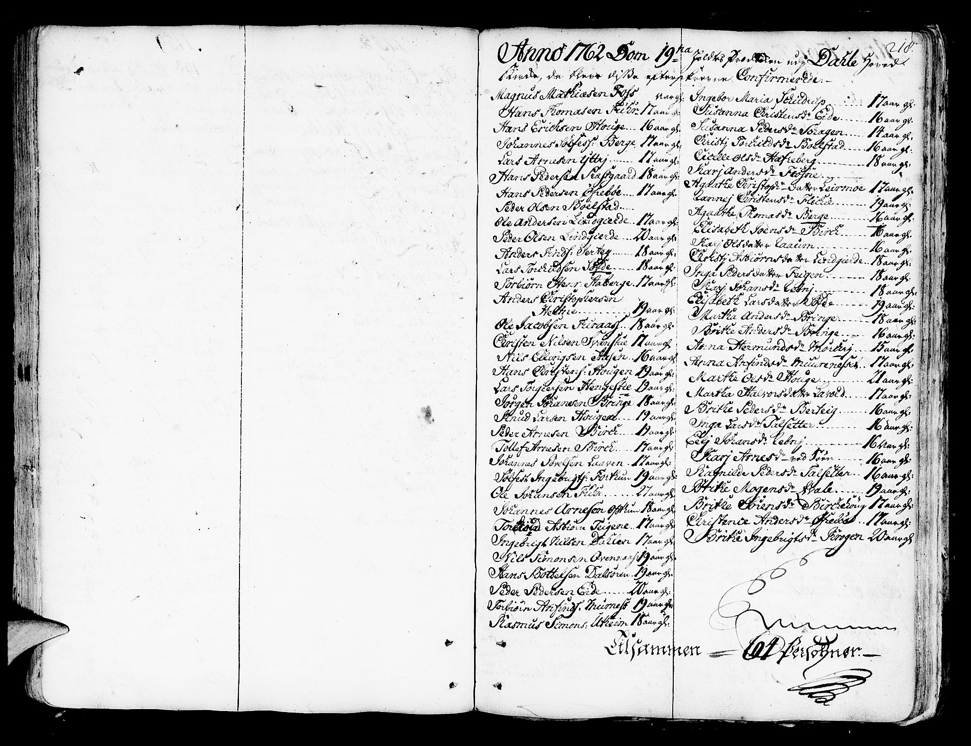 Luster sokneprestembete, SAB/A-81101/H/Haa/Haaa/L0001: Ministerialbok nr. A 1, 1731-1803, s. 218