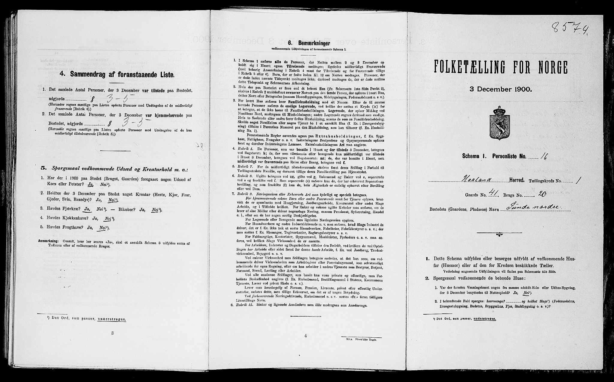 SAST, Folketelling 1900 for 1124 Haaland herred, 1900, s. 130