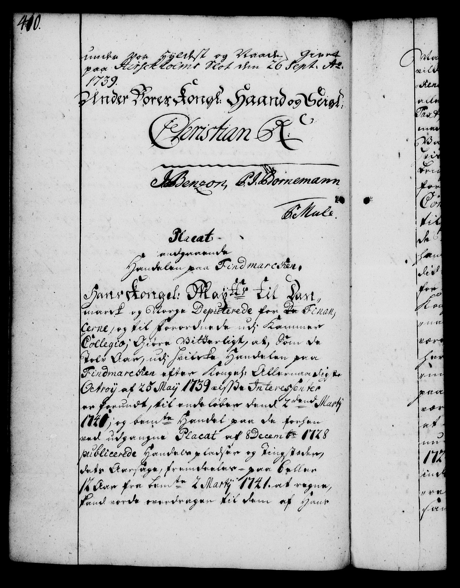 Rentekammeret, Kammerkanselliet, AV/RA-EA-3111/G/Gg/Gga/L0004: Norsk ekspedisjonsprotokoll med register (merket RK 53.4), 1734-1741, s. 410