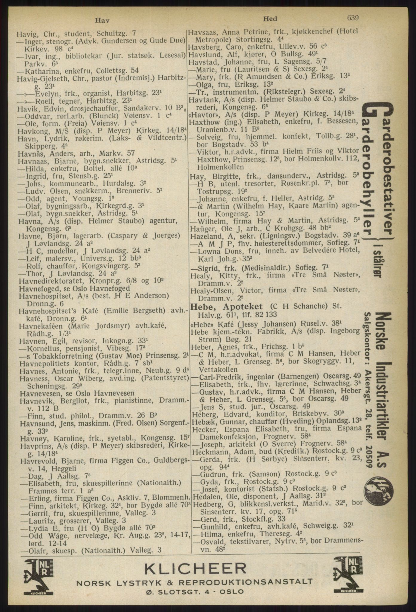 Kristiania/Oslo adressebok, PUBL/-, 1937, s. 639