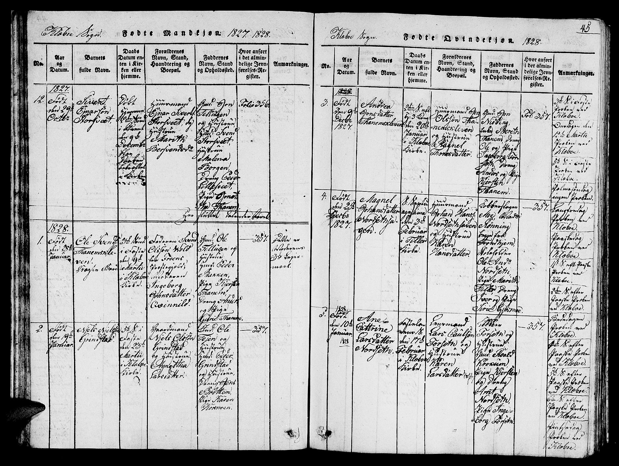 Ministerialprotokoller, klokkerbøker og fødselsregistre - Sør-Trøndelag, SAT/A-1456/618/L0450: Klokkerbok nr. 618C01, 1816-1865, s. 45