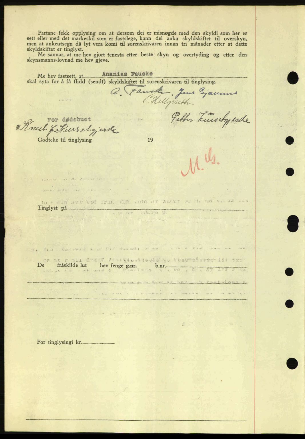 Nordre Sunnmøre sorenskriveri, AV/SAT-A-0006/1/2/2C/2Ca: Pantebok nr. A20a, 1945-1945, Dagboknr: 1022/1945