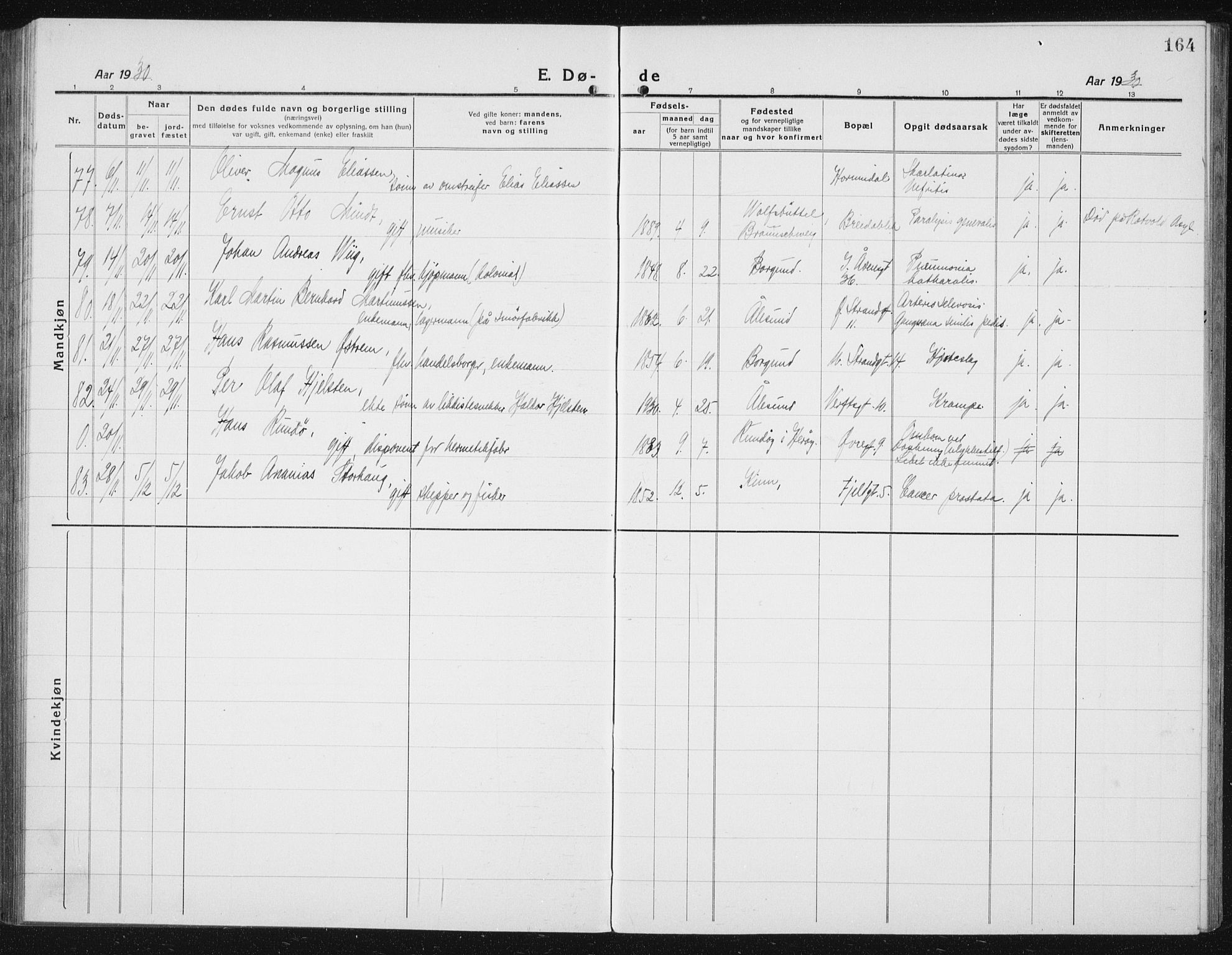 Ministerialprotokoller, klokkerbøker og fødselsregistre - Møre og Romsdal, AV/SAT-A-1454/529/L0474: Klokkerbok nr. 529C11, 1918-1938, s. 164