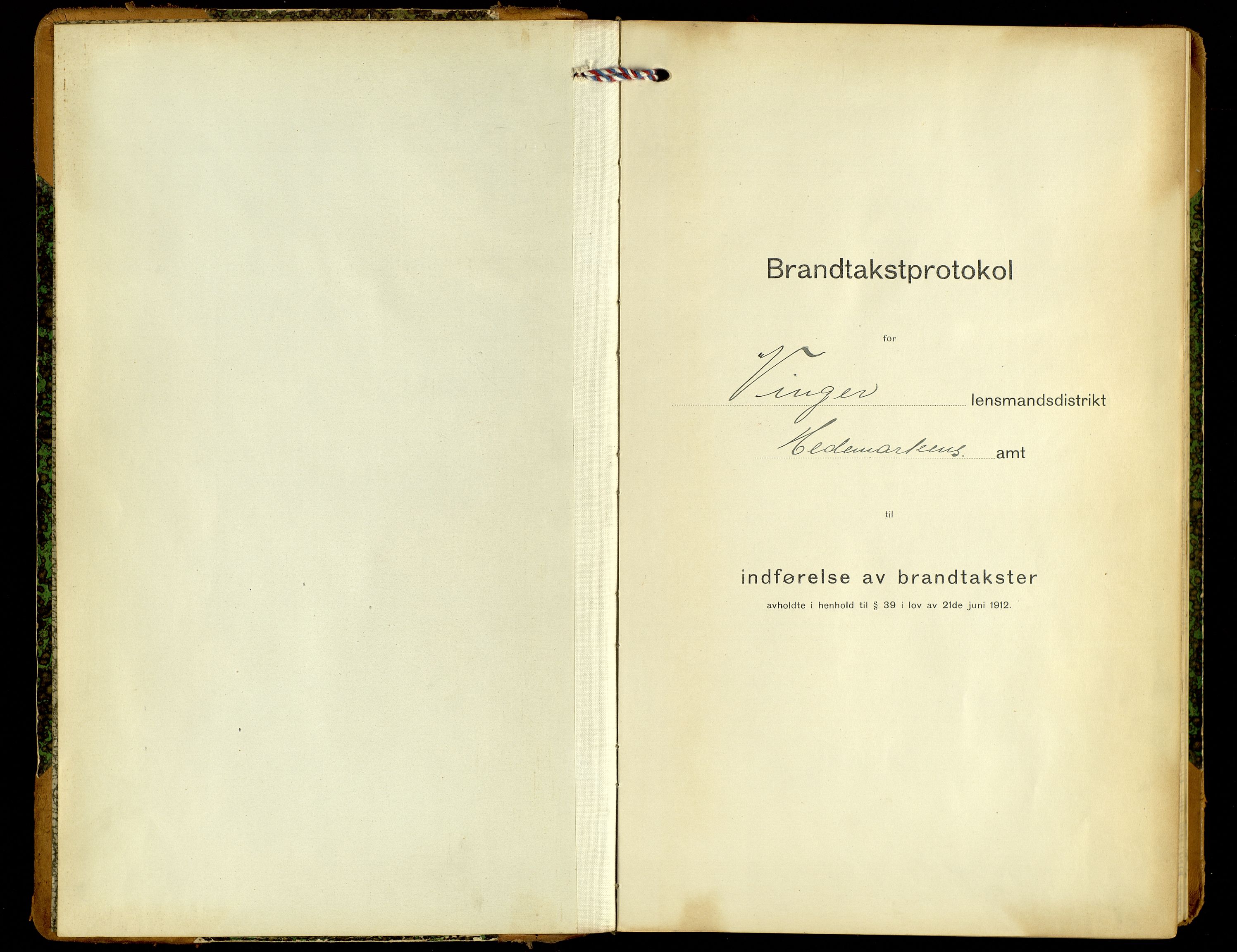 Norges Brannkasse, Vinger, SAH/NBRANV-012/F/L0001: Branntakstprotokoll, 1918-1951