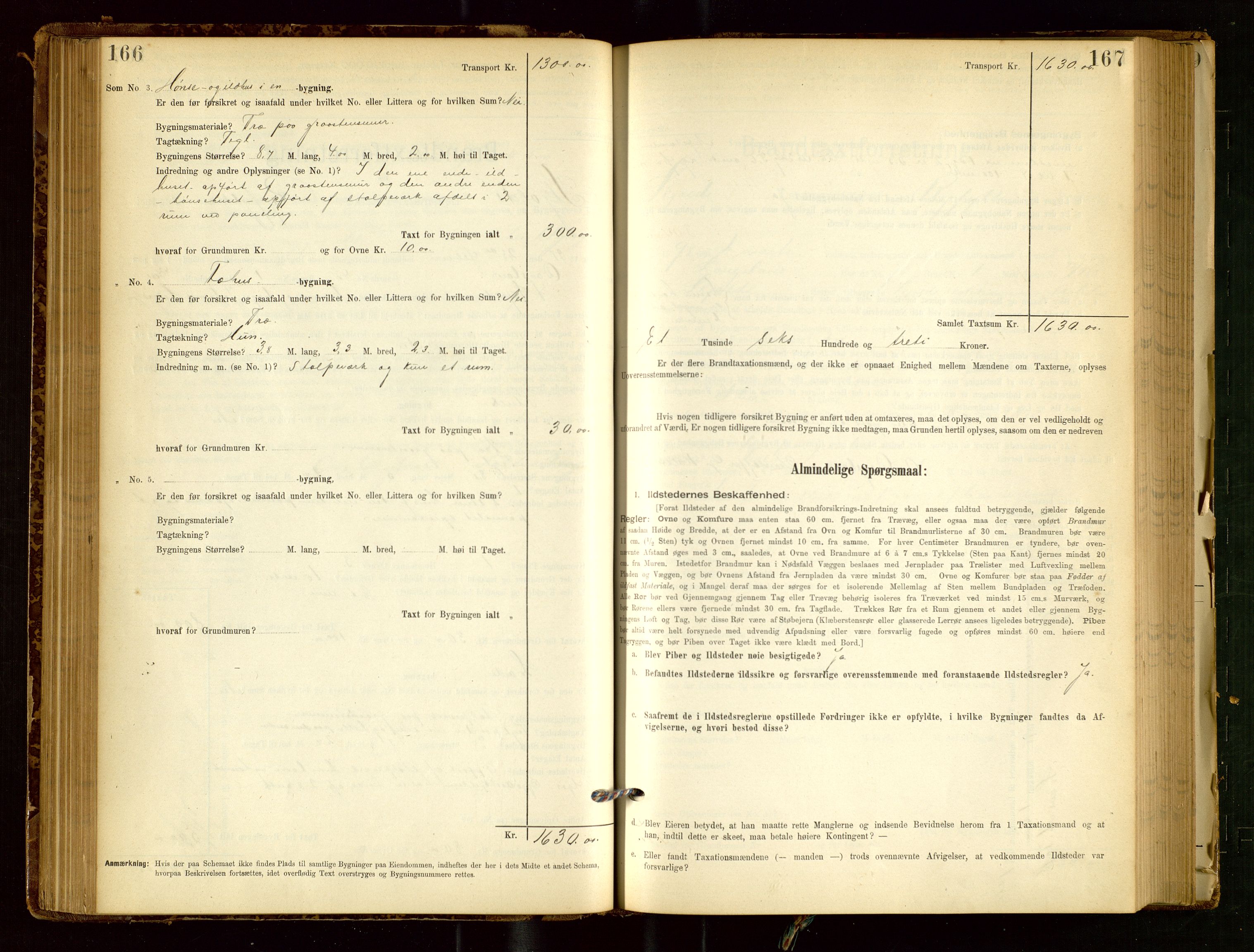 Skjold lensmannskontor, AV/SAST-A-100182/Gob/L0001: "Brandtaxationsprotokol for Skjold Lensmandsdistrikt Ryfylke Fogderi", 1894-1939, s. 166-167
