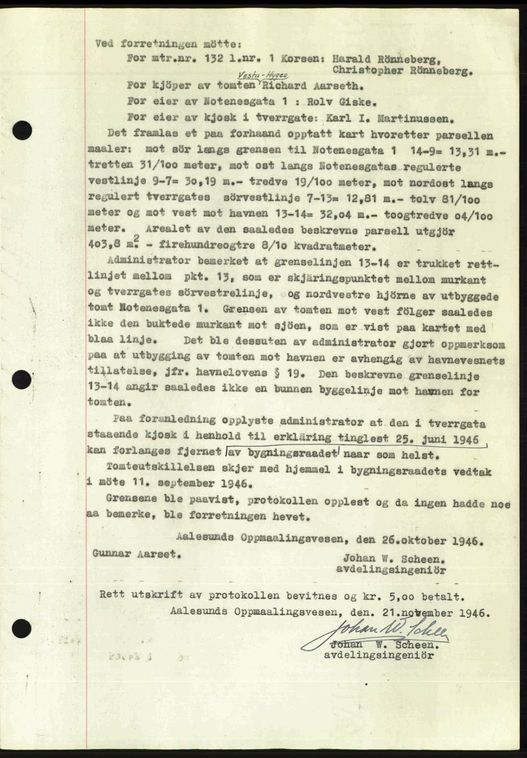 Ålesund byfogd, AV/SAT-A-4384: Pantebok nr. 36b, 1946-1947, Dagboknr: 30/1947