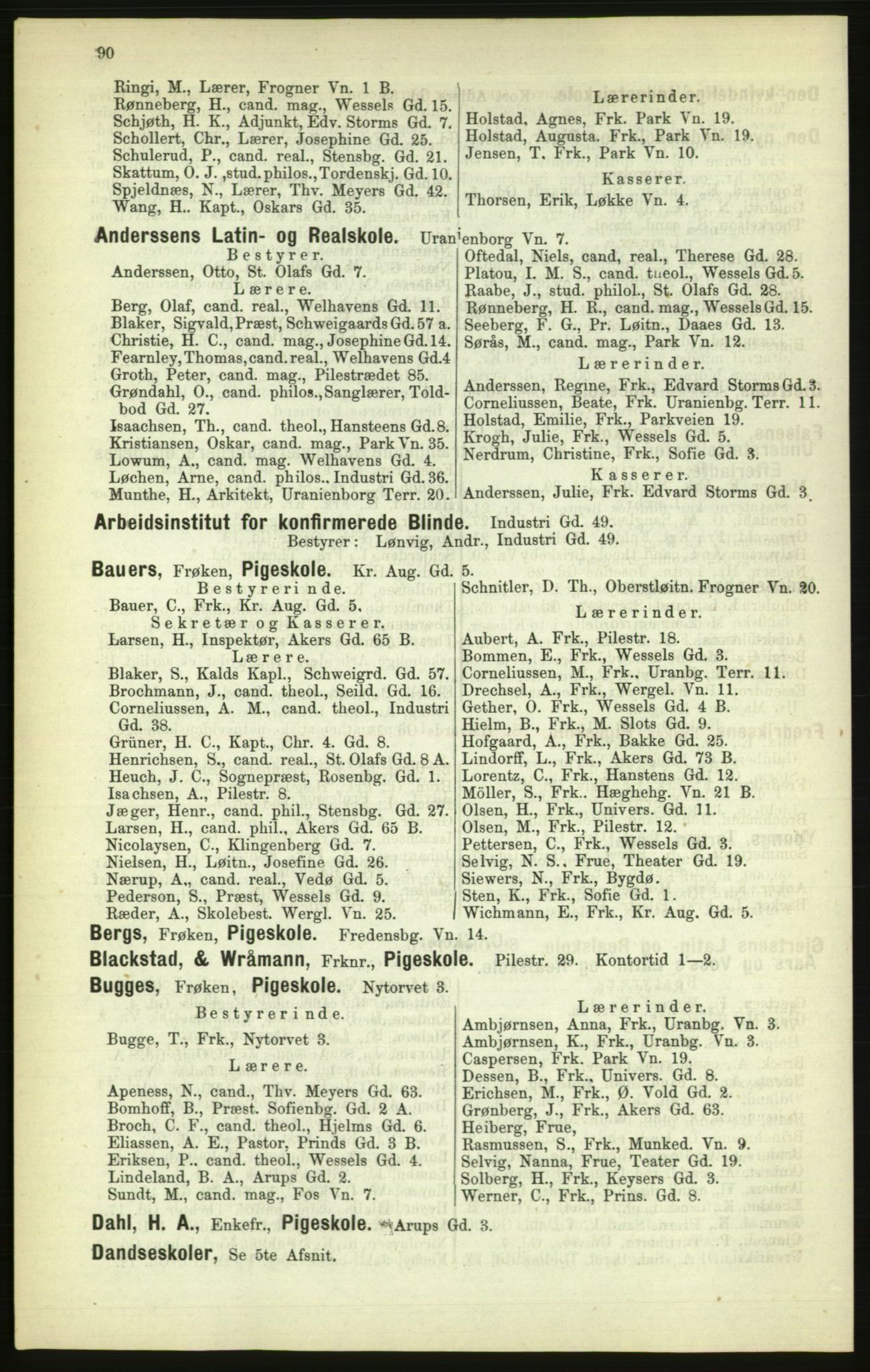 Kristiania/Oslo adressebok, PUBL/-, 1886, s. 90