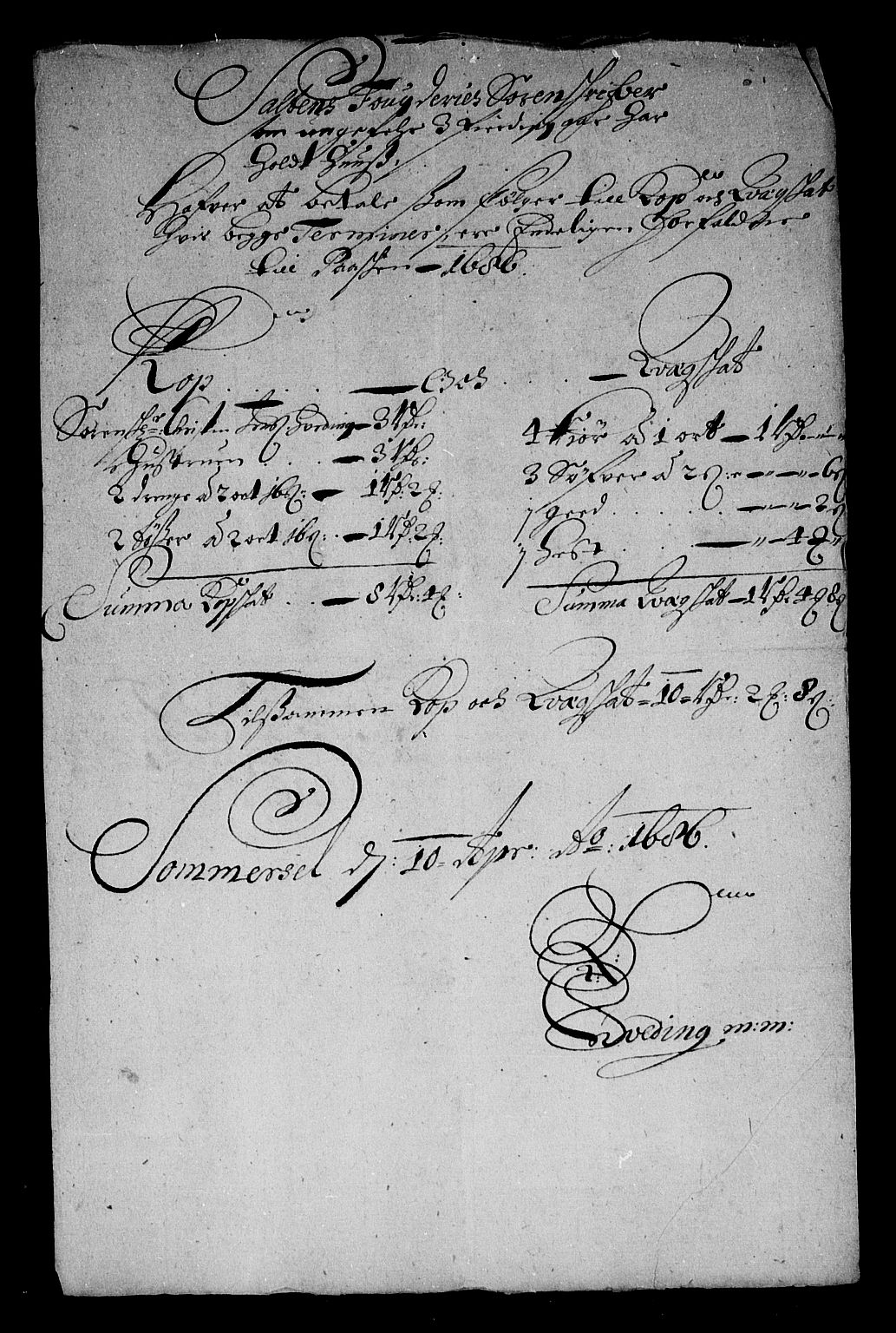 Rentekammeret inntil 1814, Reviderte regnskaper, Stiftamtstueregnskaper, Trondheim stiftamt og Nordland amt, RA/EA-6044/R/Rg/L0085: Trondheim stiftamt og Nordland amt, 1686