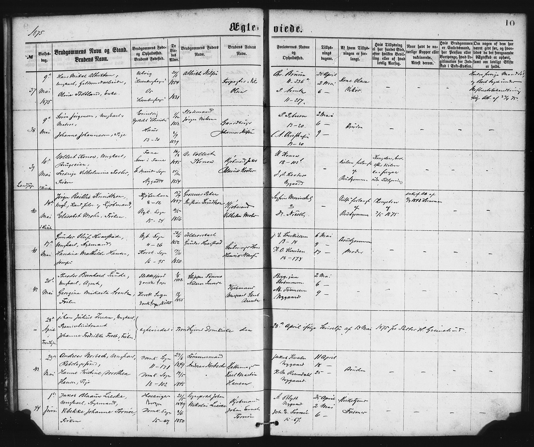 Domkirken sokneprestembete, AV/SAB-A-74801/H/Haa/L0036: Ministerialbok nr. D 3, 1875-1880, s. 10