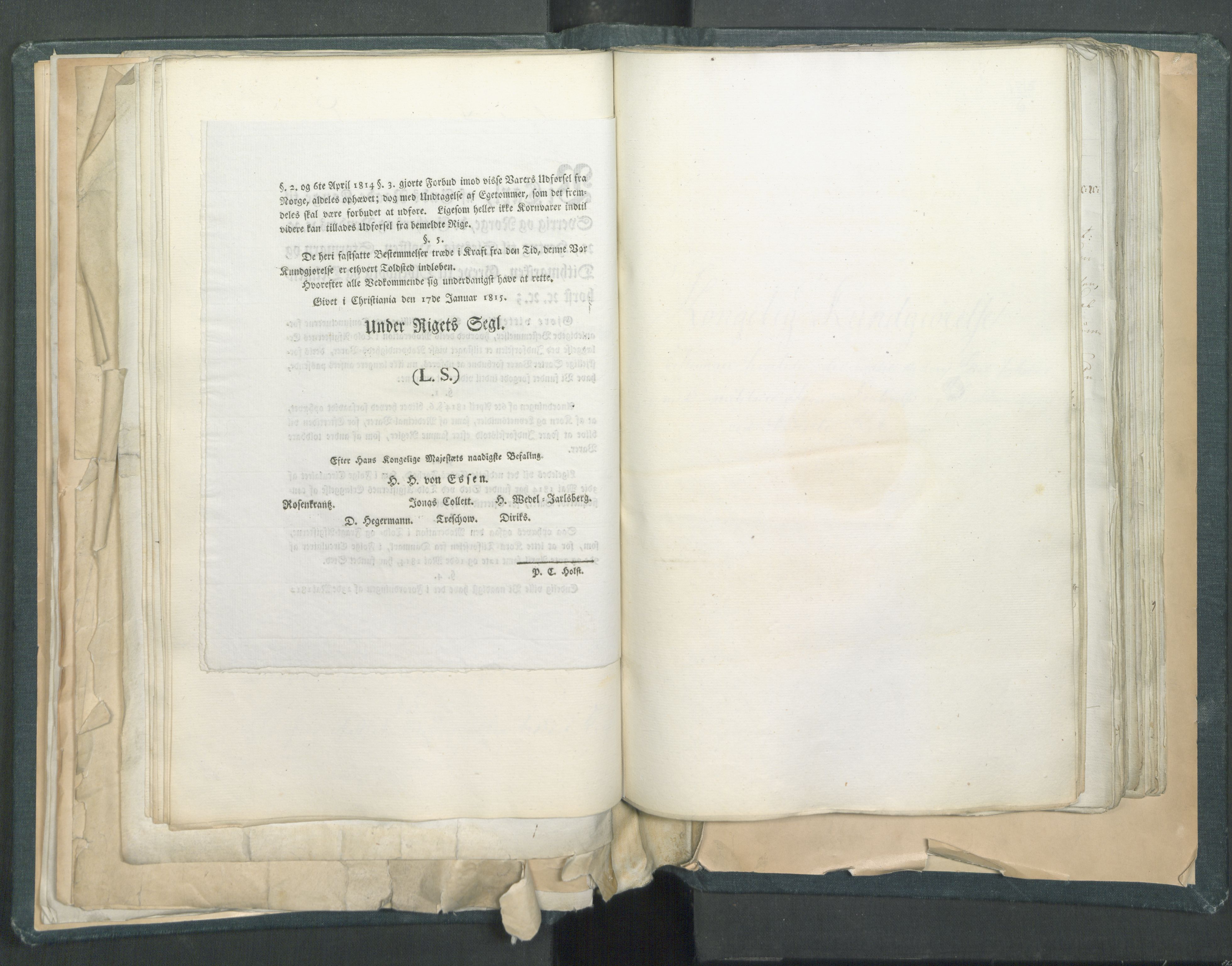 Statsrådssekretariatet, AV/RA-S-1001/D/Dd/Dda/L0001: Lover etc. Tittelbladet "Love, Anordninger, Kundgjørelser, Plakater m.m.", 1814-1815, s. 62