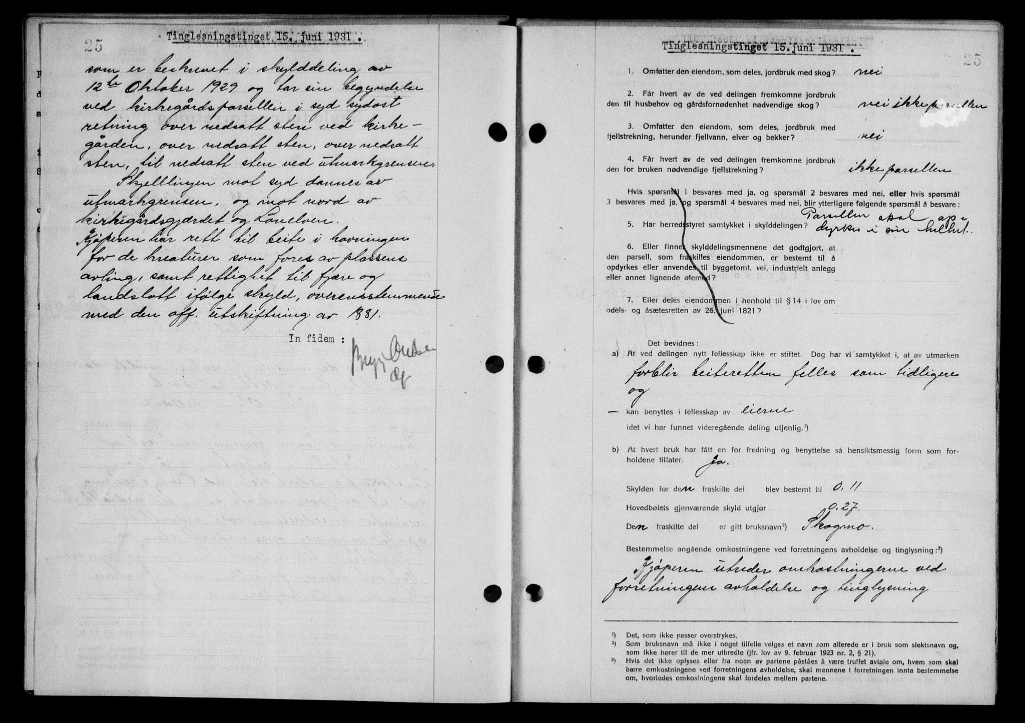 Steigen og Ofoten sorenskriveri, SAT/A-0030/1/2/2C/L0019: Pantebok nr. 22, 1931-1931, Tingl.dato: 15.06.1931