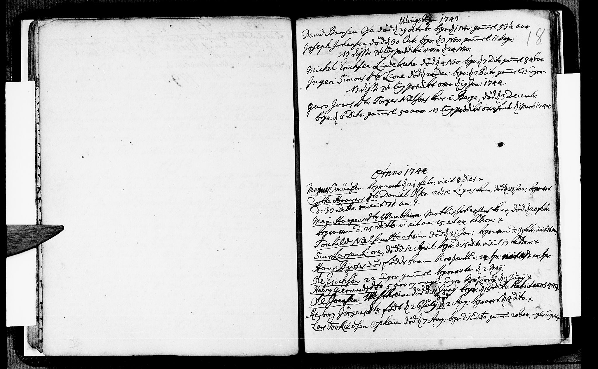 Ulvik sokneprestembete, SAB/A-78801/H/Haa: Ministerialbok nr. A 8, 1743-1792, s. 18