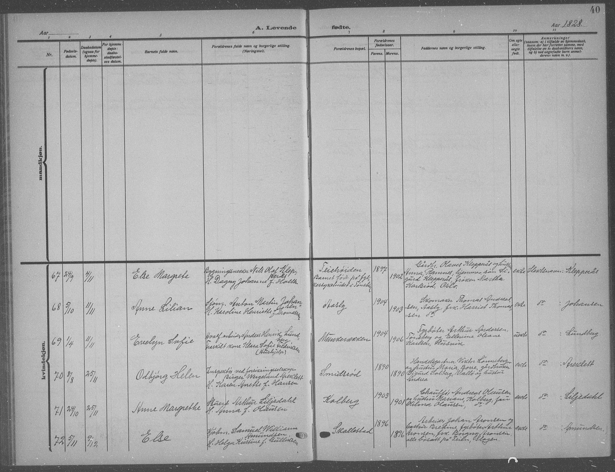Nøtterøy kirkebøker, AV/SAKO-A-354/G/Ga/L0006: Klokkerbok nr. I 6, 1925-1939, s. 40