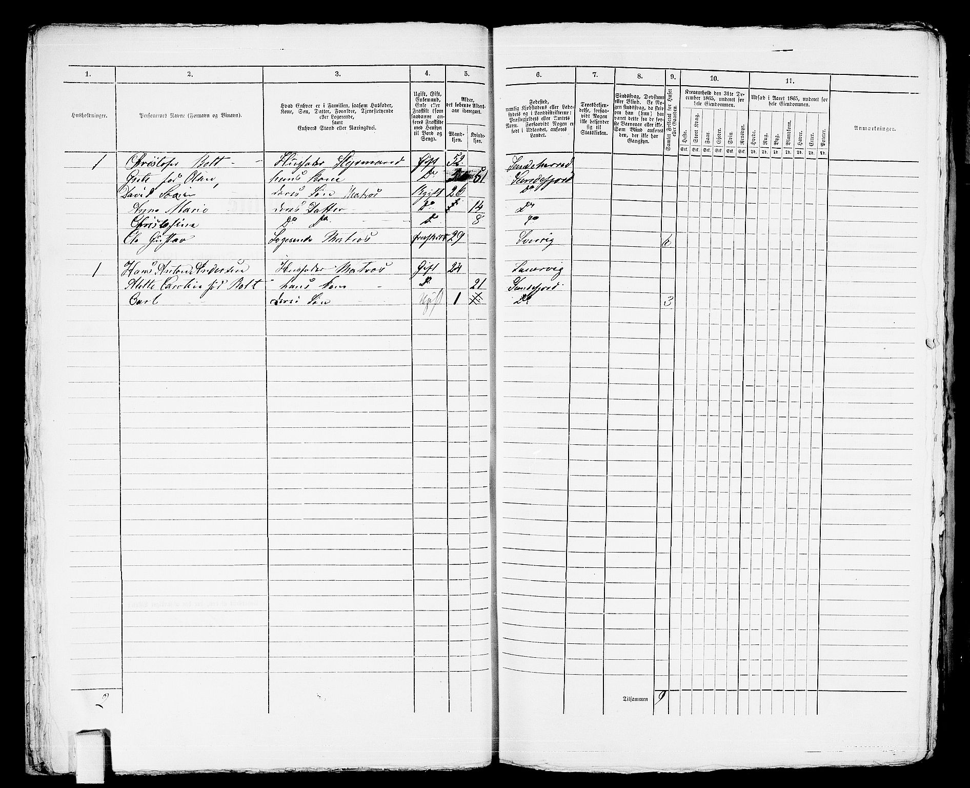 RA, Folketelling 1865 for 0706B Sandeherred prestegjeld, Sandefjord kjøpstad, 1865, s. 29