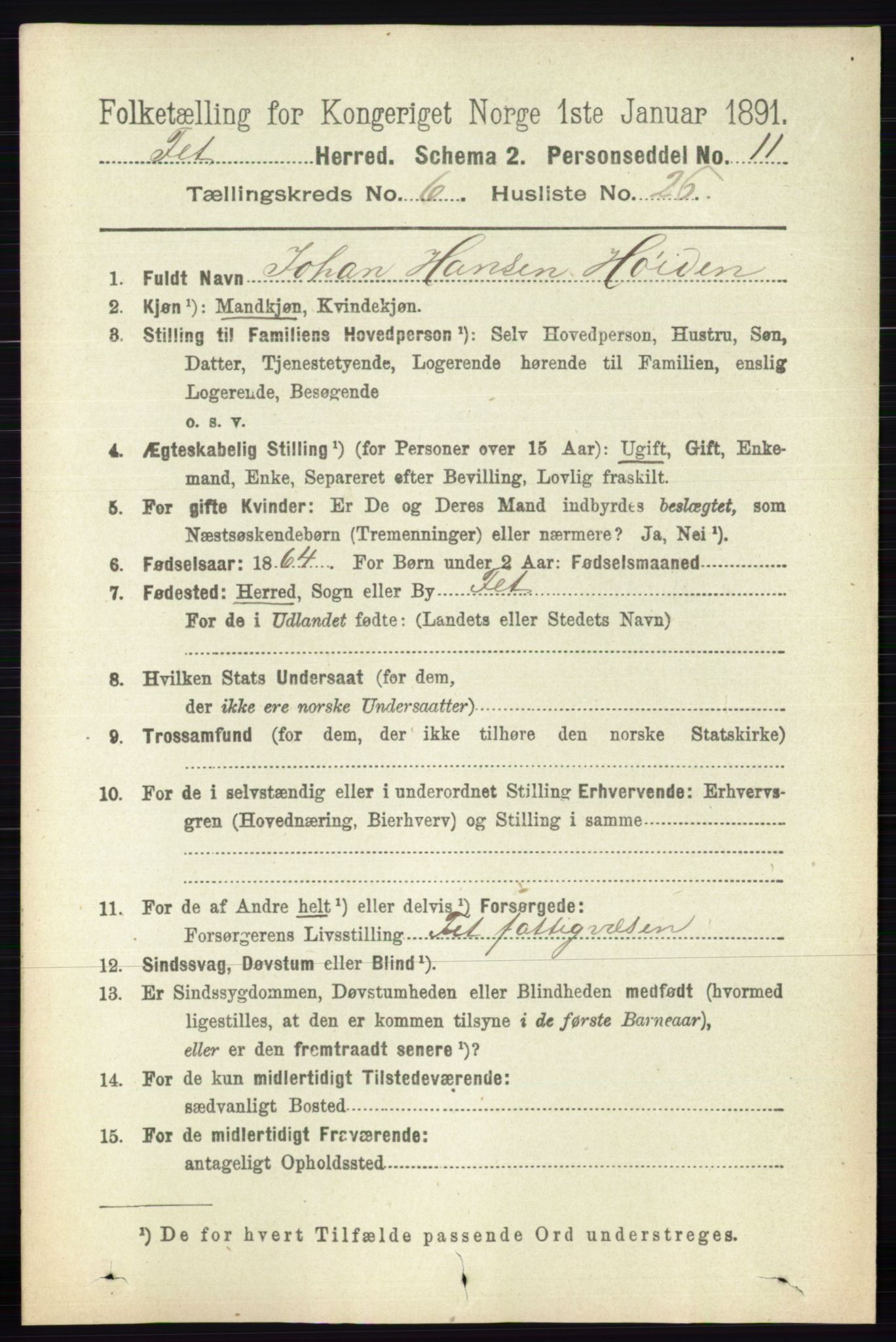 RA, Folketelling 1891 for 0227 Fet herred, 1891, s. 2114