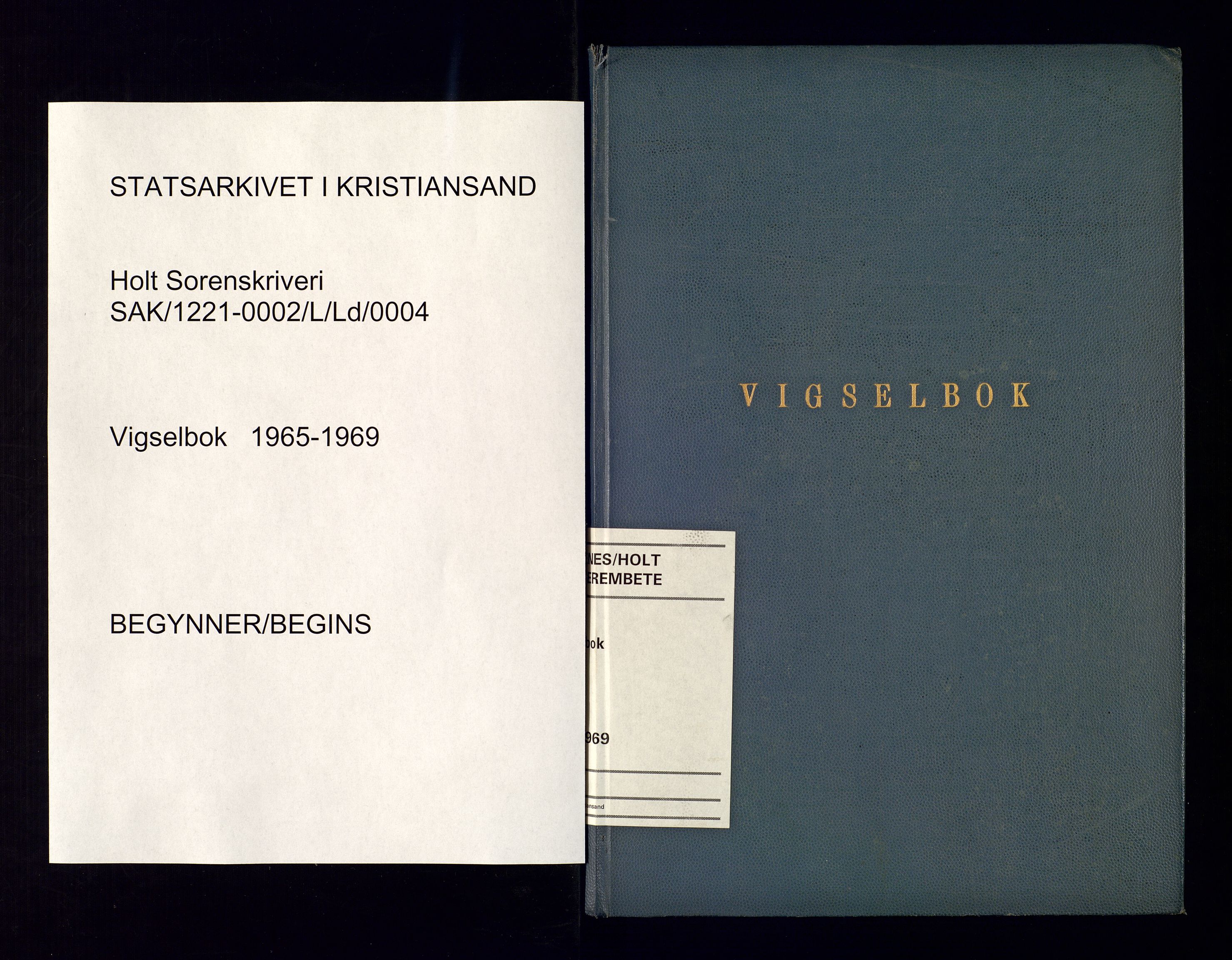 Holt sorenskriveri, SAK/1221-0002/L/Ld/L0004: Vigselbok nr. 3, 1965-1969