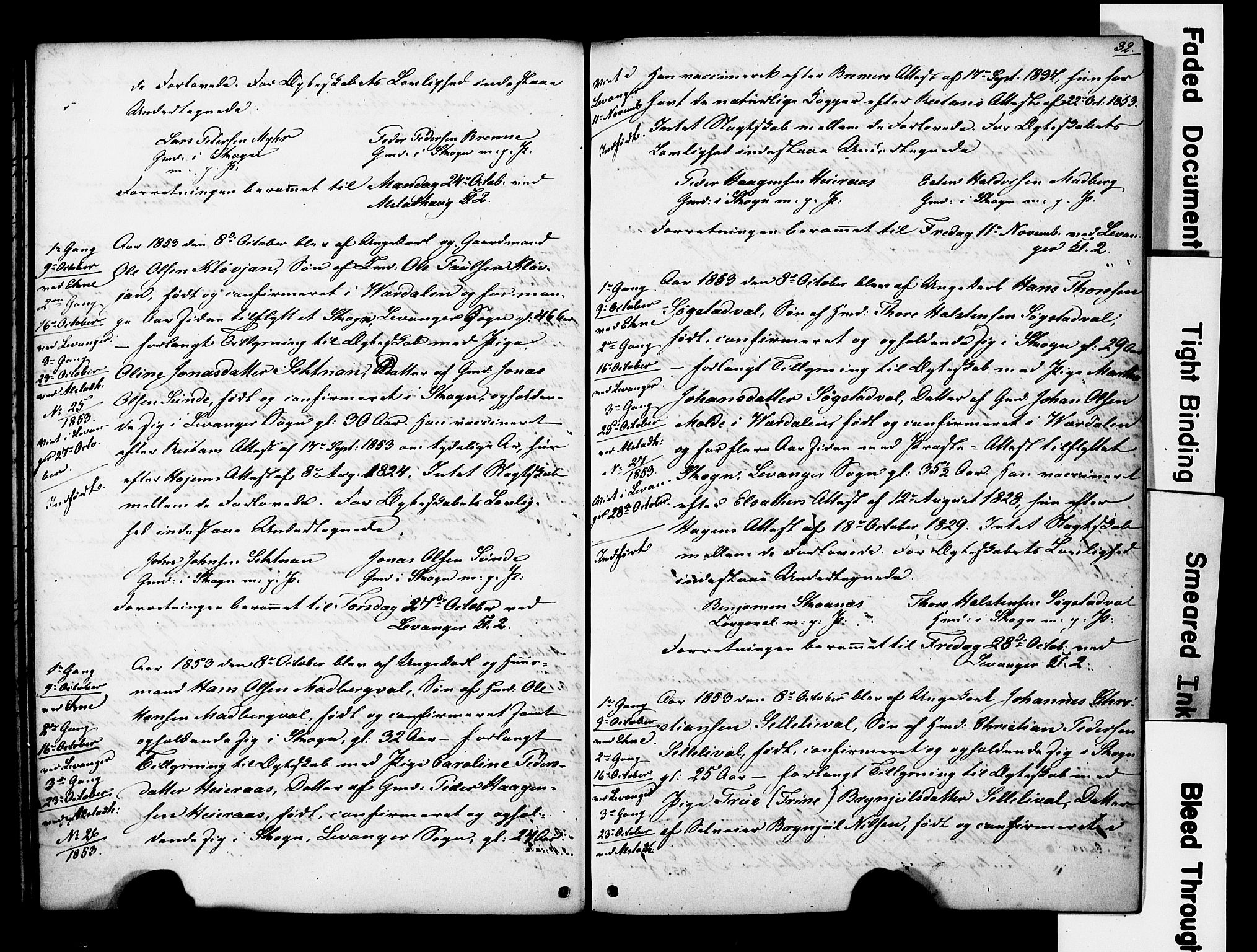 Ministerialprotokoller, klokkerbøker og fødselsregistre - Nord-Trøndelag, AV/SAT-A-1458/717/L0161: Forlovererklæringer nr. 717A11, 1850-1895, s. 32