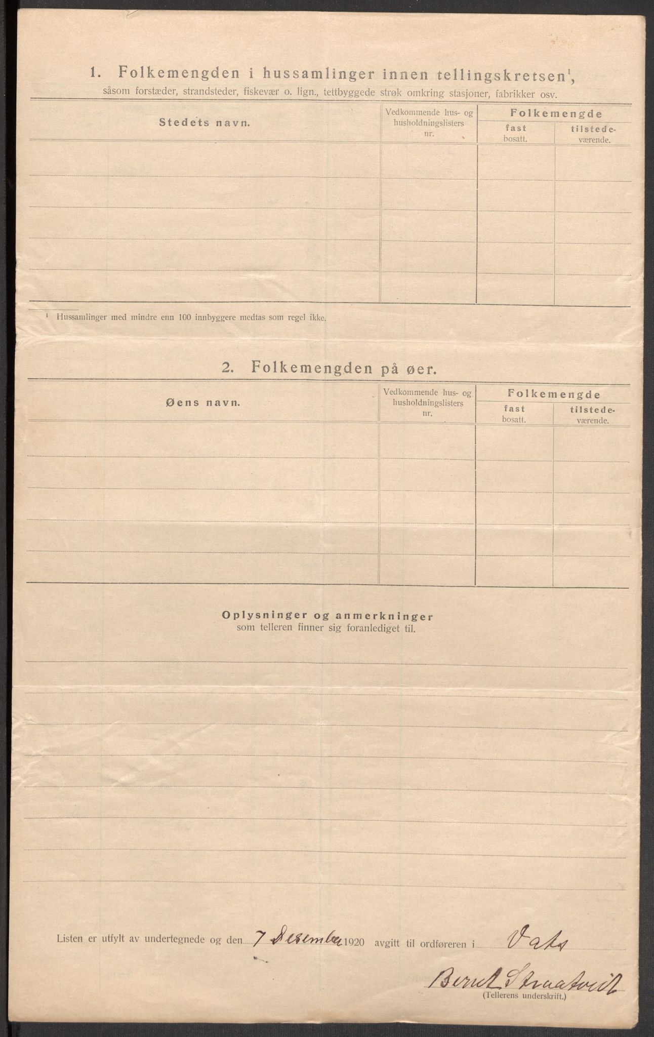 SAST, Folketelling 1920 for 1155 Vats herred, 1920, s. 11