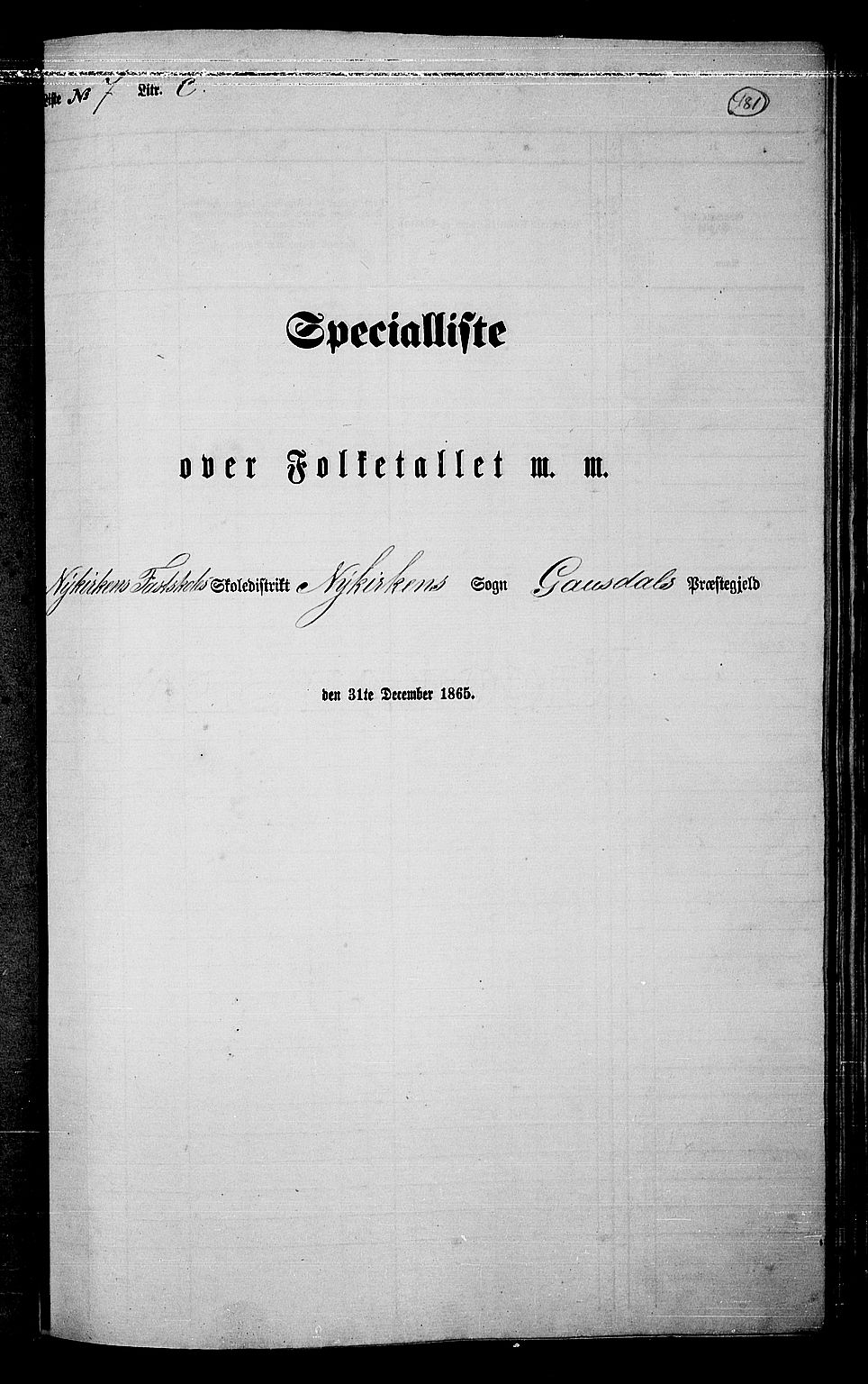 RA, Folketelling 1865 for 0522P Gausdal prestegjeld, 1865, s. 159